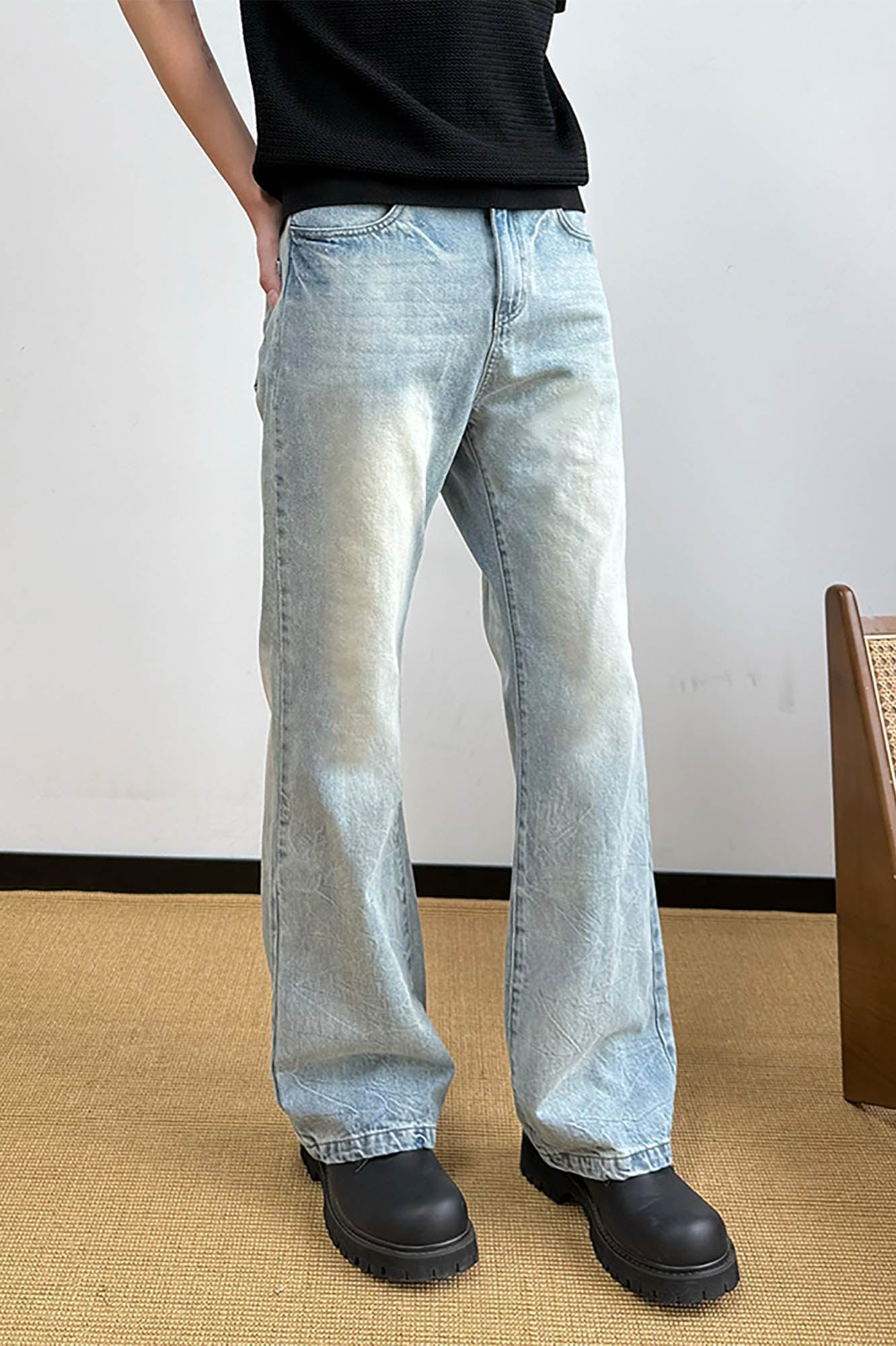 KREATE Classic Washed Straight-Leg Jeans, premium urban and streetwear designers apparel on PROJECTISR.com, KREATE