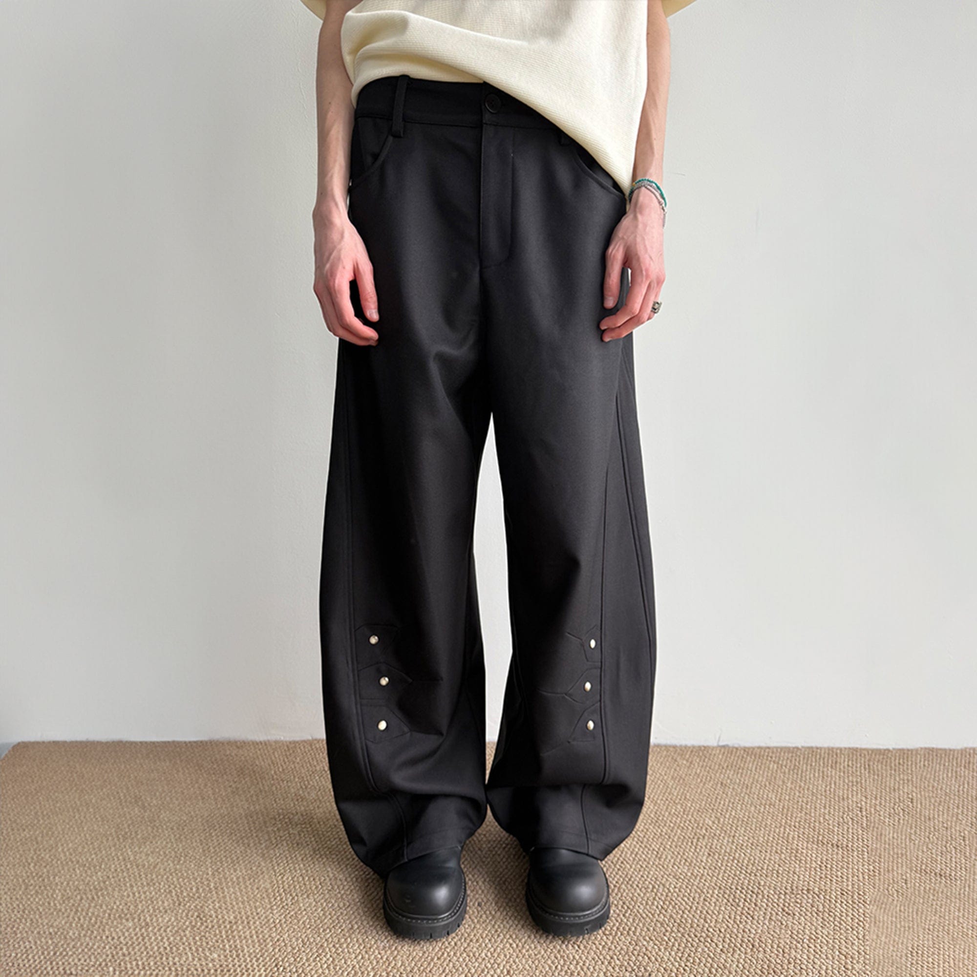 KREATE Petal Buttoned Wide-Leg Trousers, premium urban and streetwear designers apparel on PROJECTISR.com, KREATE