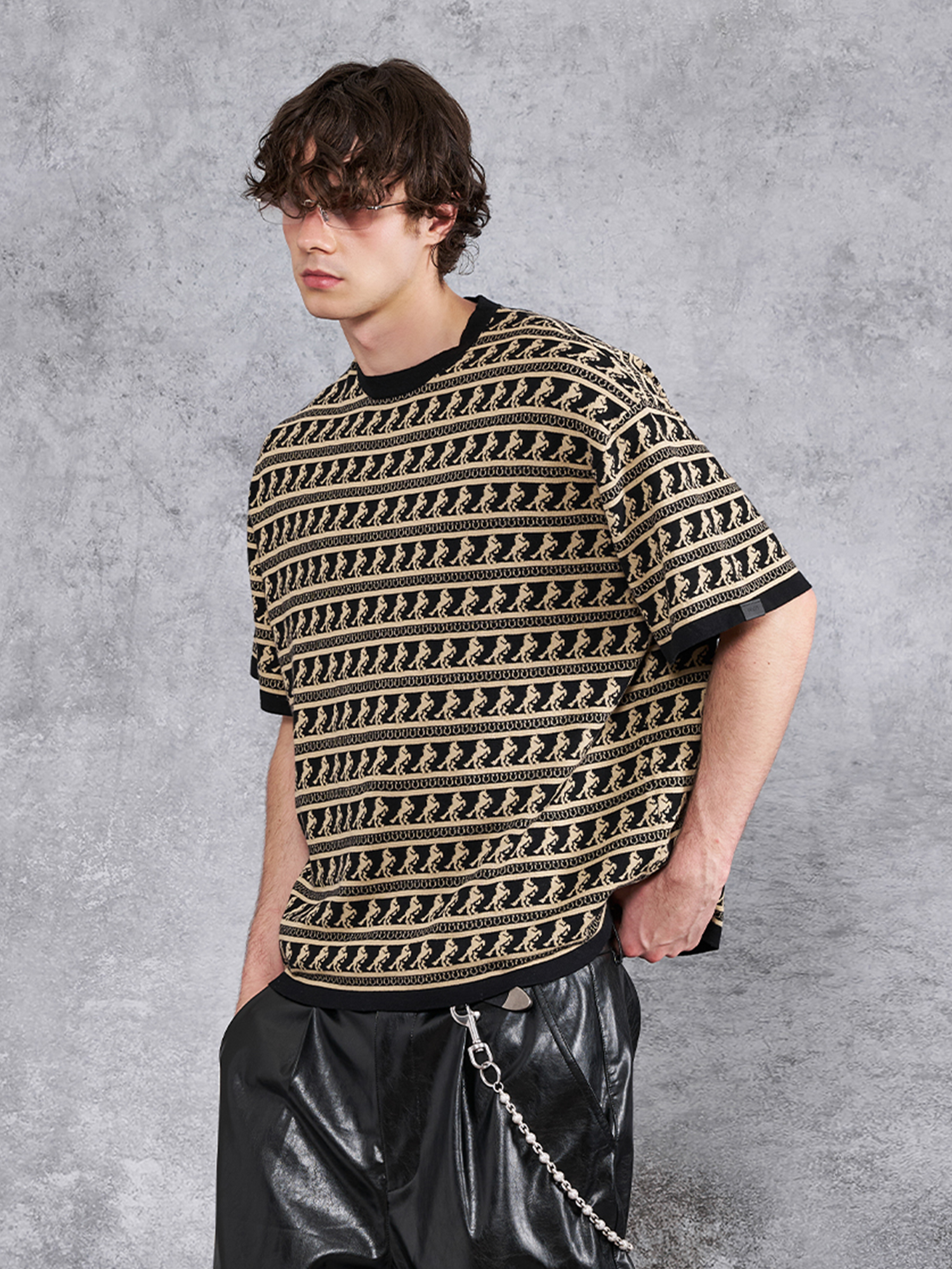 PMW Horse Jacquard Knitted T Shirt, premium urban and streetwear designers apparel on PROJECTISR.com, PMW