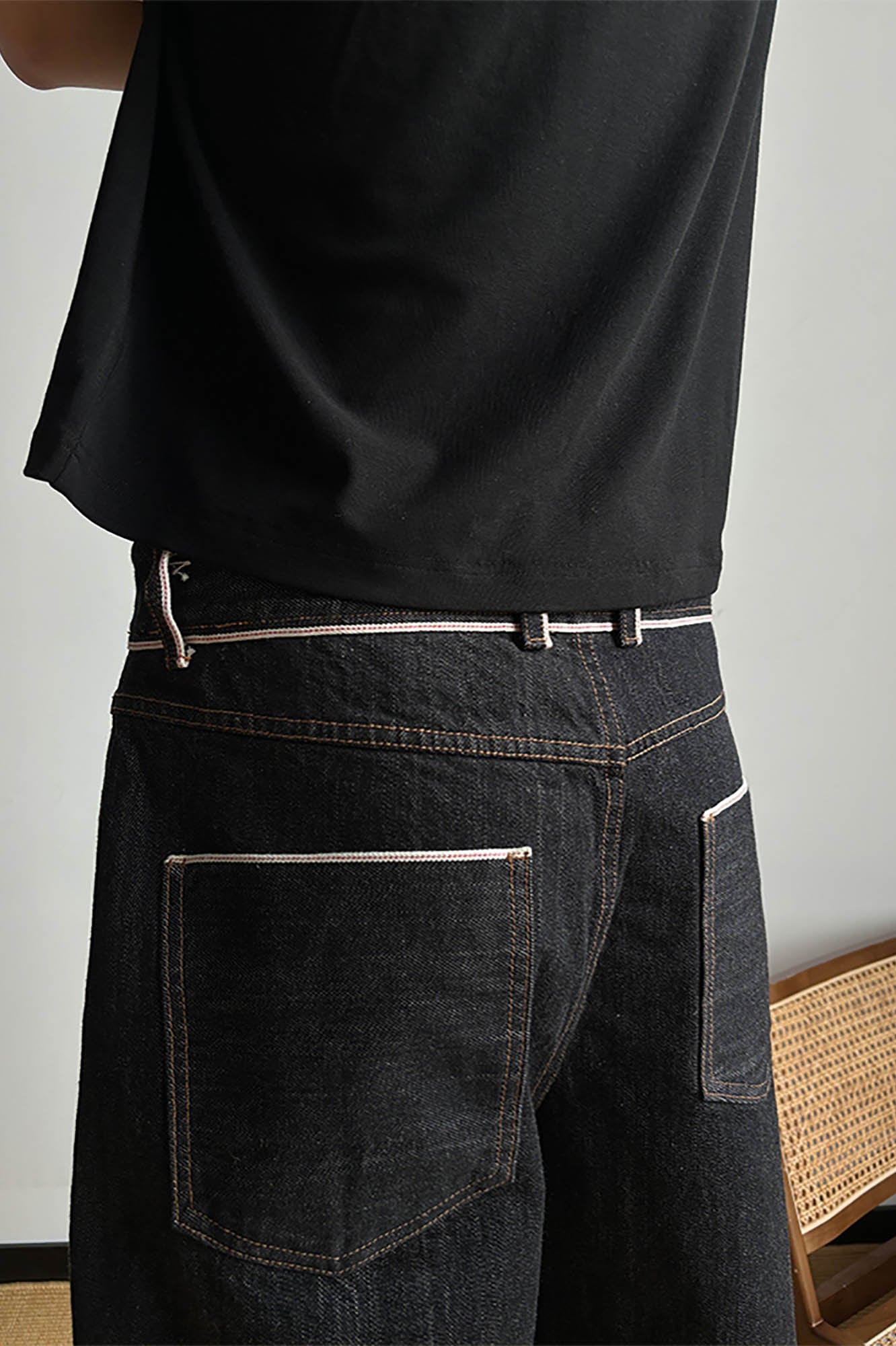 KREATE Selvage Waist Button-Fly Wide-Leg Jeans, premium urban and streetwear designers apparel on PROJECTISR.com, KREATE