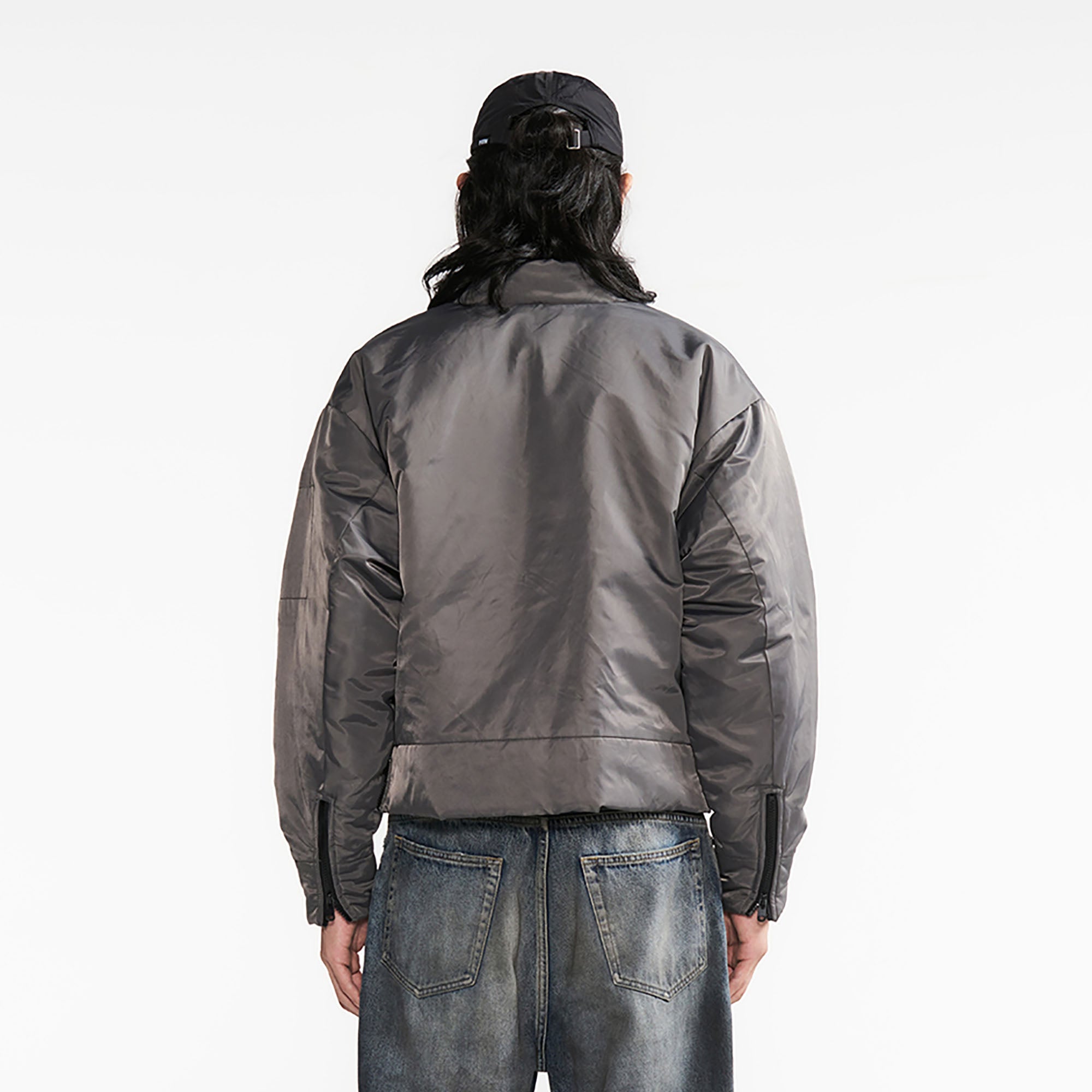 PMW Satin Cropped Bomber Jacket
