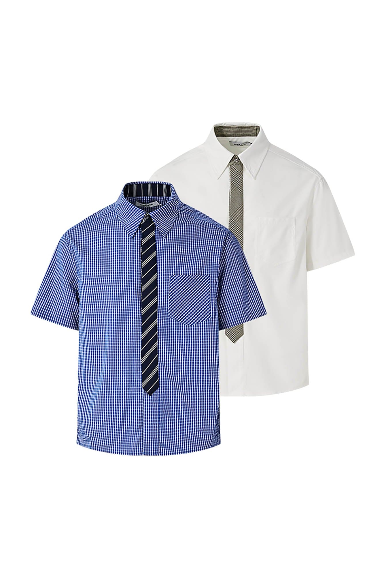 KREATE Preppy Half-Sleeve Shirt with Tie, premium urban and streetwear designers apparel on PROJECTISR.com, KREATE