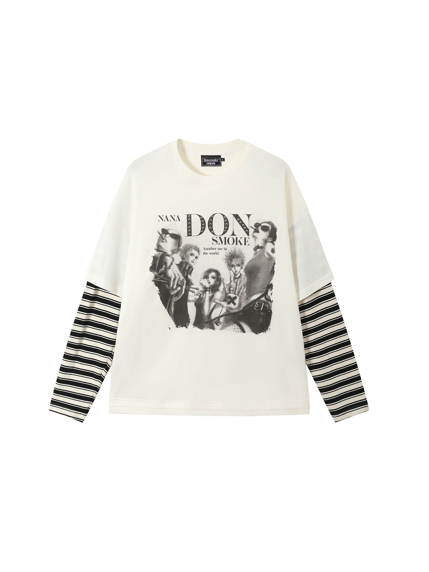 DONSMOKE×NANA Punk Striped Layered Long-Sleeve Tee, premium urban and streetwear designers apparel on PROJECTISR.com, DONSMOKE