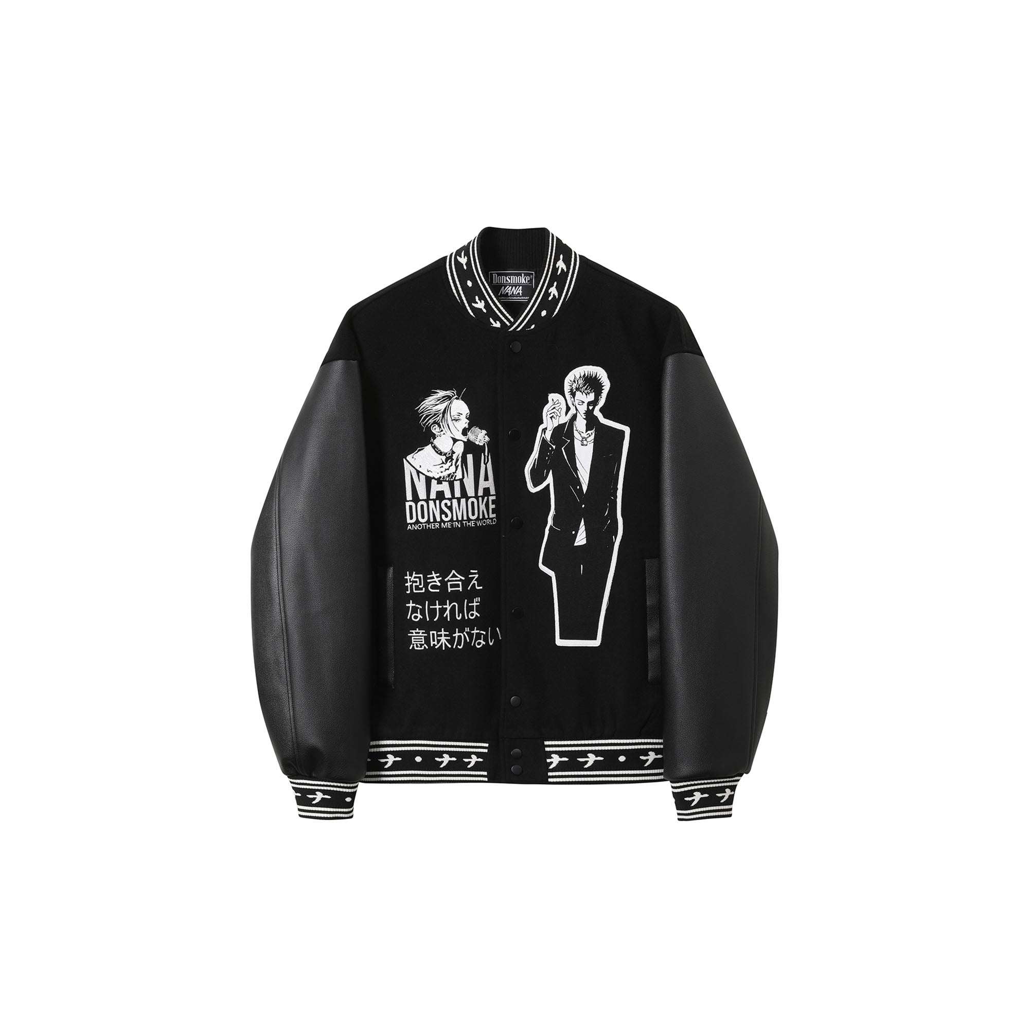 DONSMOKE × NANA PU Panel Anime Patch Varsity Jacket, premium urban and streetwear designers apparel on PROJECTISR.com, DONSMOKE × NANA