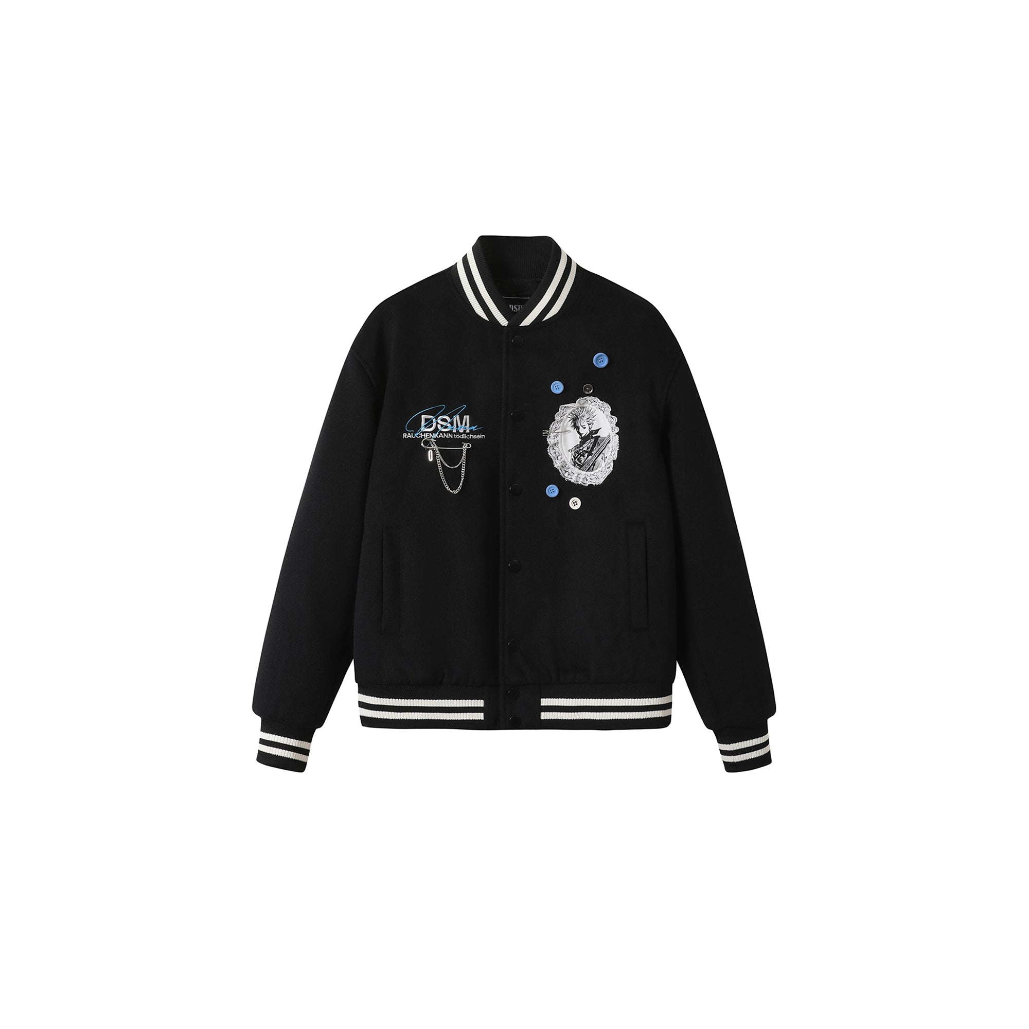 DONSMOKE Embellished Manga Patch Varsity Jacket