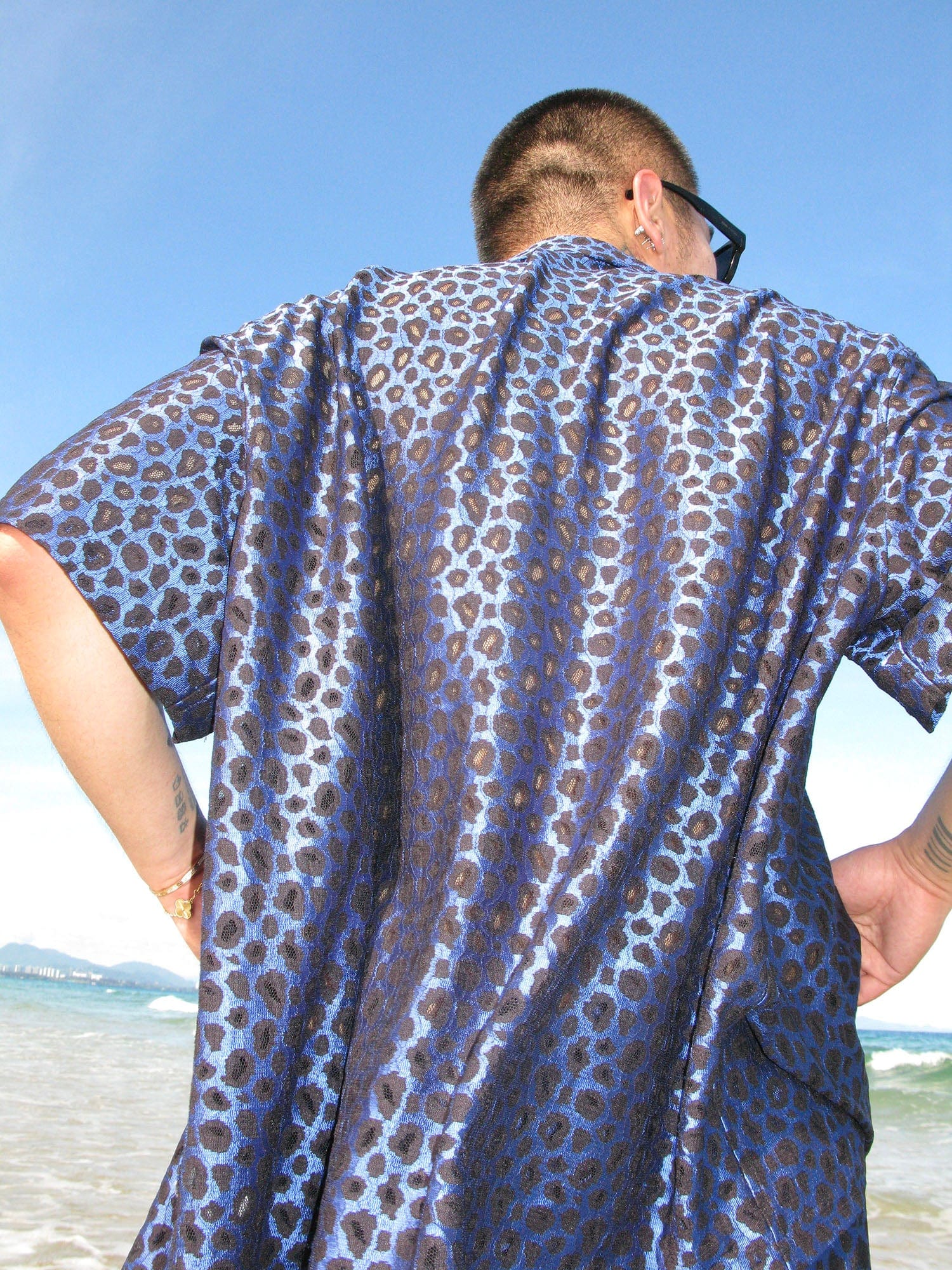SOURPLUM Leopard Satin Half Shirt, premium urban and streetwear designers apparel on PROJECTISR.com, SOURPLUM