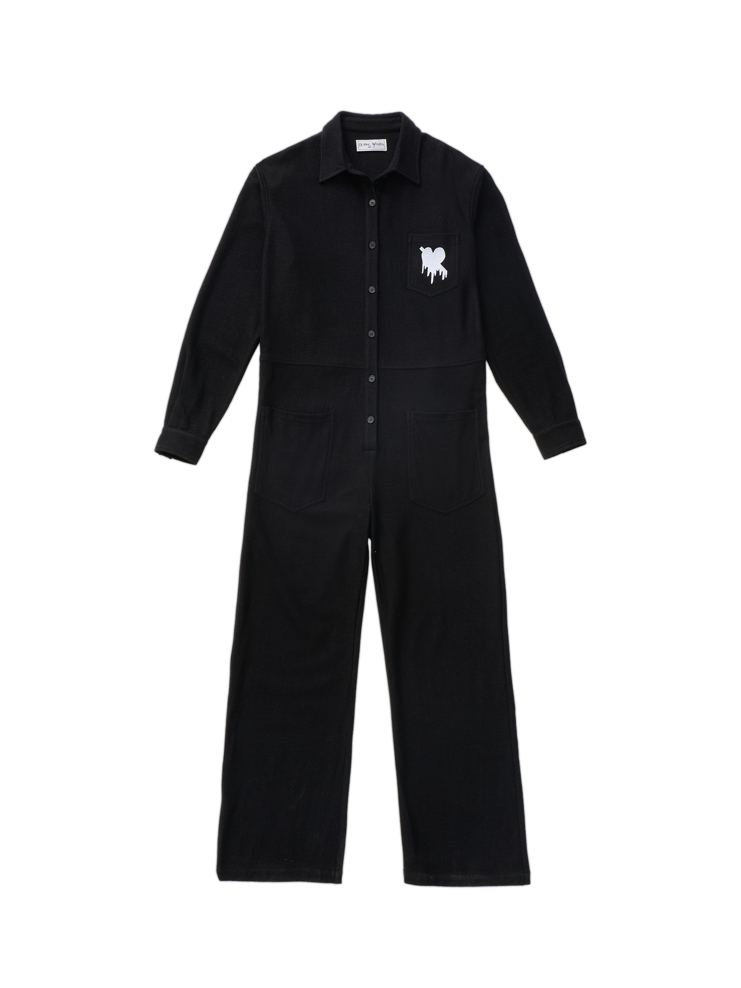 OUYANG WENJUN Wool Fluid-Heart Embroidered Jumpsuit