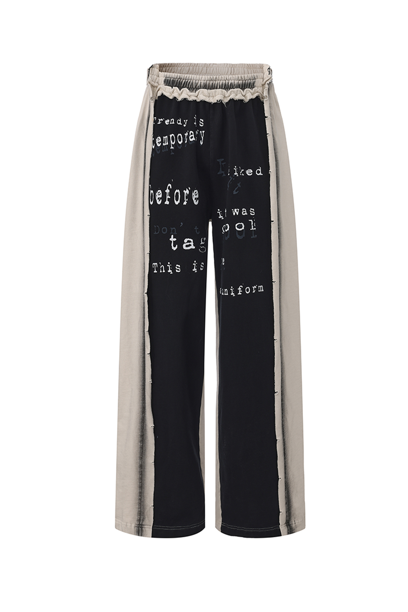 VANN VALRENCE Frayed Graphic Contrast Panel Sweatpants
