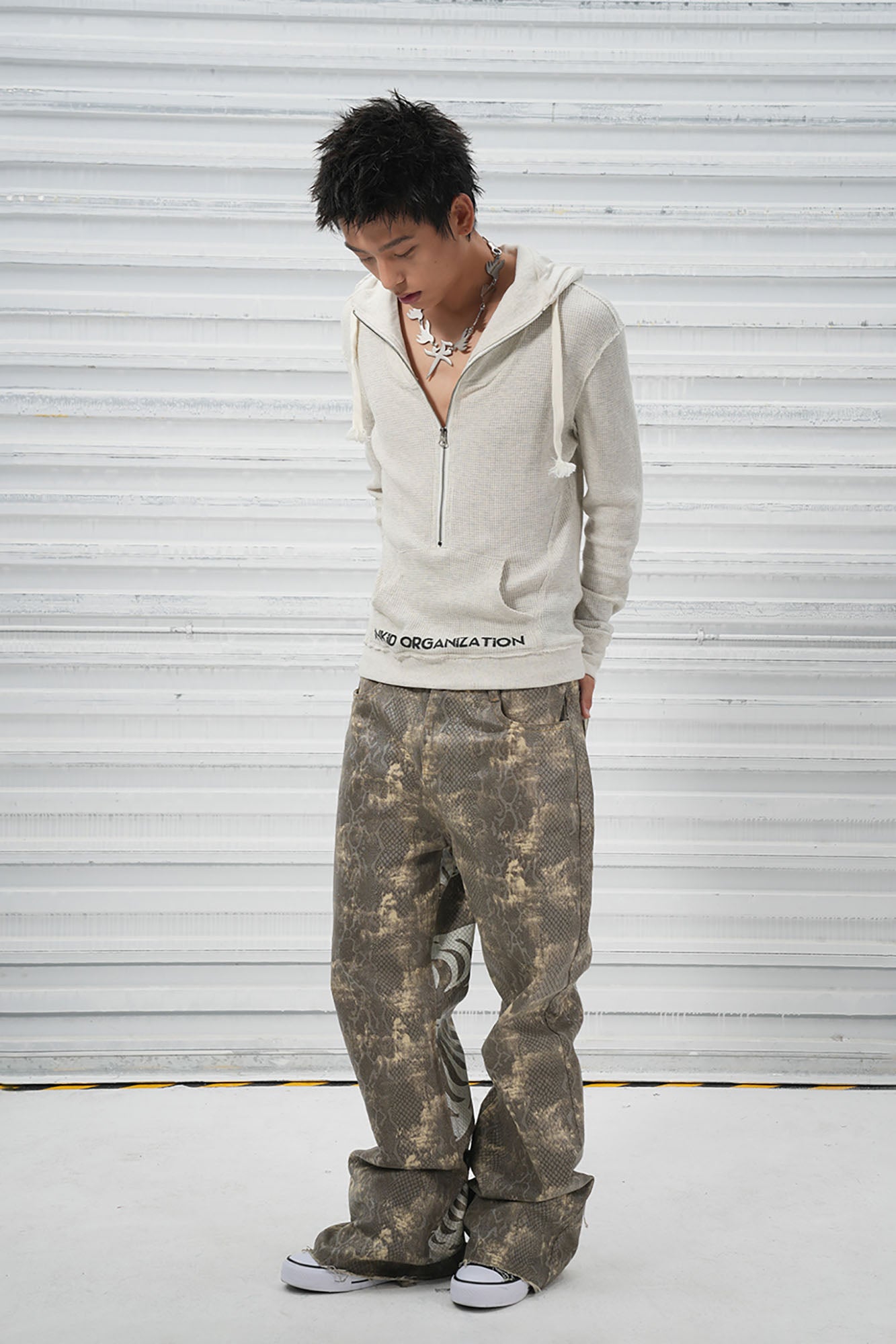 VINKID Pigeon Circle Waffle Half-Zip Hoodie, premium urban and streetwear designers apparel on PROJECTISR.com, VINKID