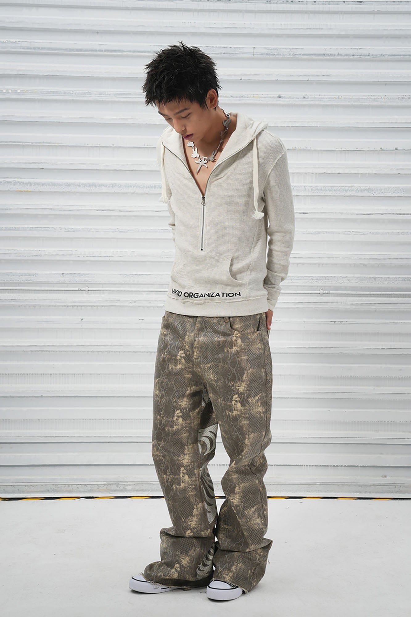 VINKID Pigeon Circle Waffle Half-Zip Hoodie, premium urban and streetwear designers apparel on PROJECTISR.com, VINKID