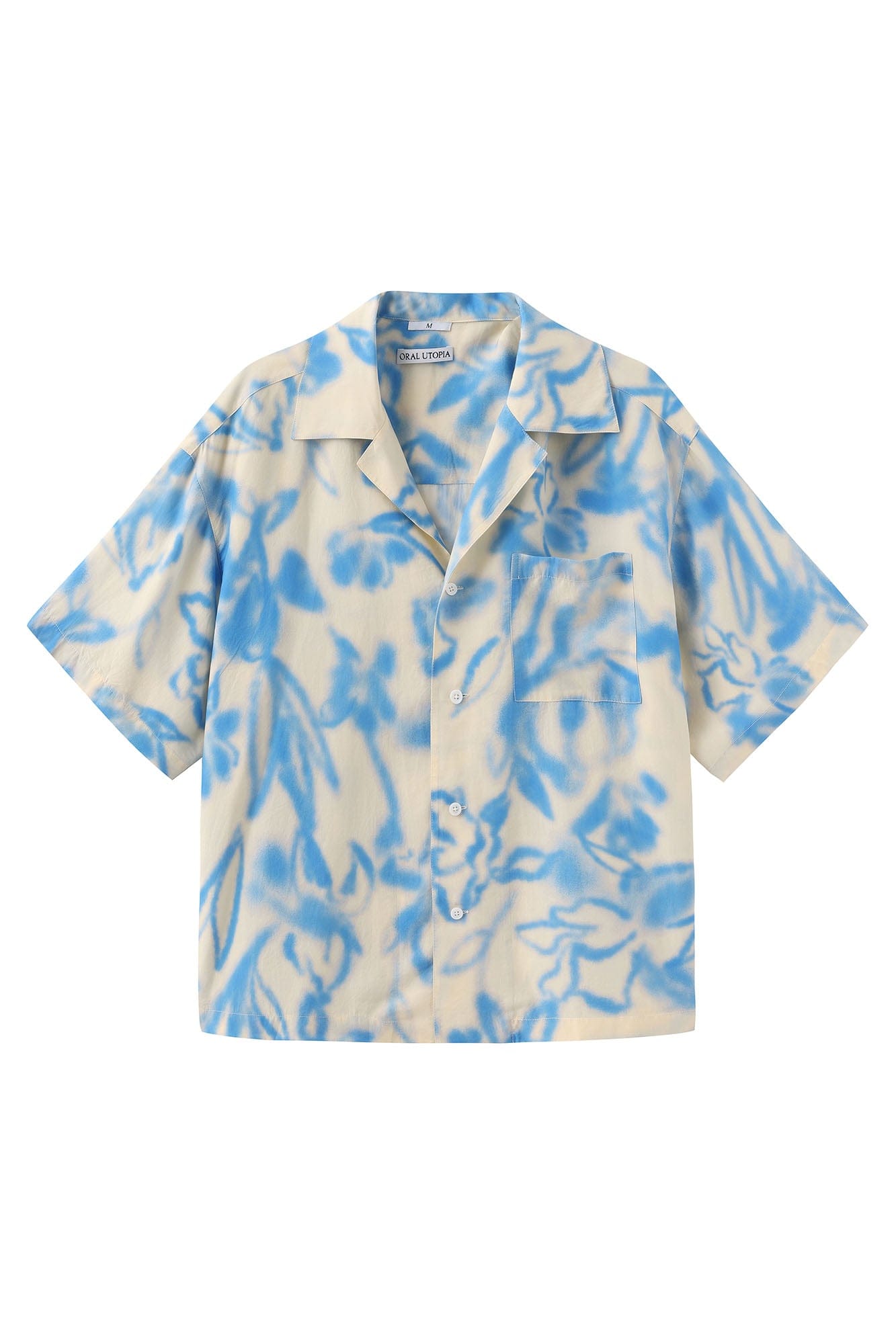 ORAL UTOPIA Airbrushed Floral Tencel Cuban Half Shirt, premium urban and streetwear designers apparel on PROJECTISR.com, ORAL UTOPIA