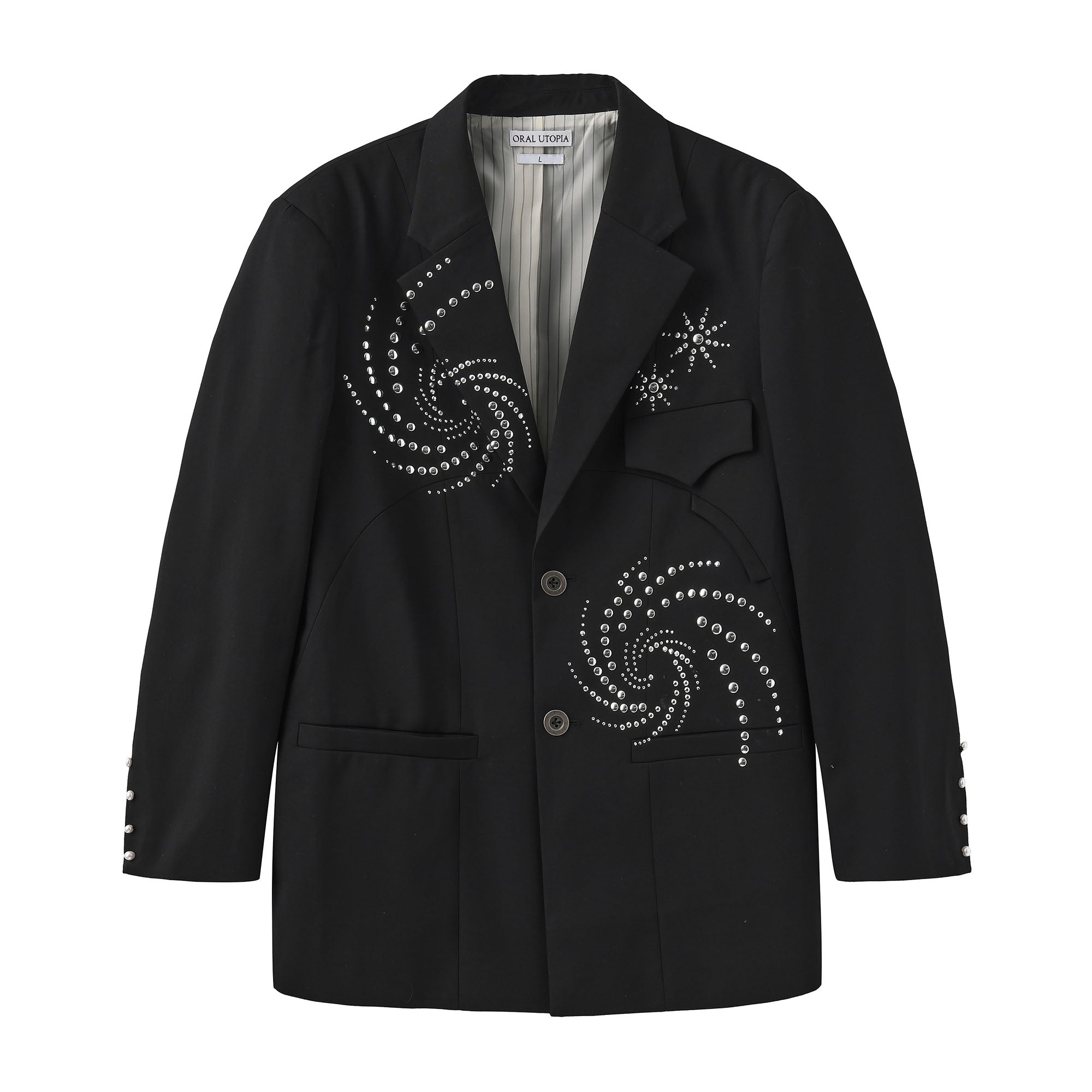 ORAL UTOPIA Spiral Embellished Blazer, premium urban and streetwear designers apparel on PROJECTISR.com, ORAL UTOPIA