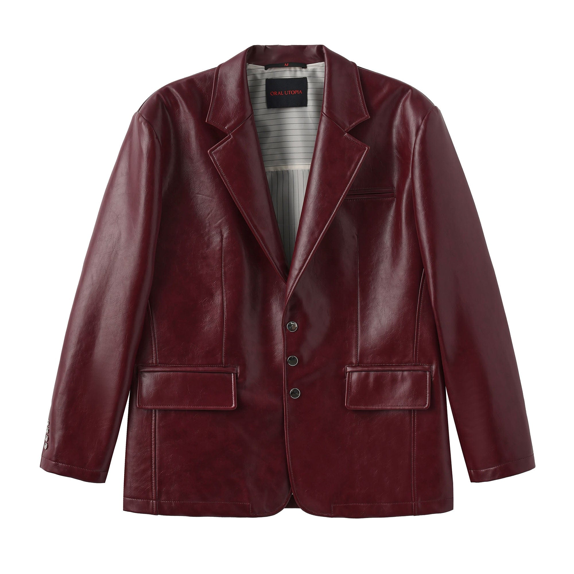 ORAL UTOPIA Glossy PU Blazer Ancora Red, premium urban and streetwear designers apparel on PROJECTISR.com, ORAL UTOPIA