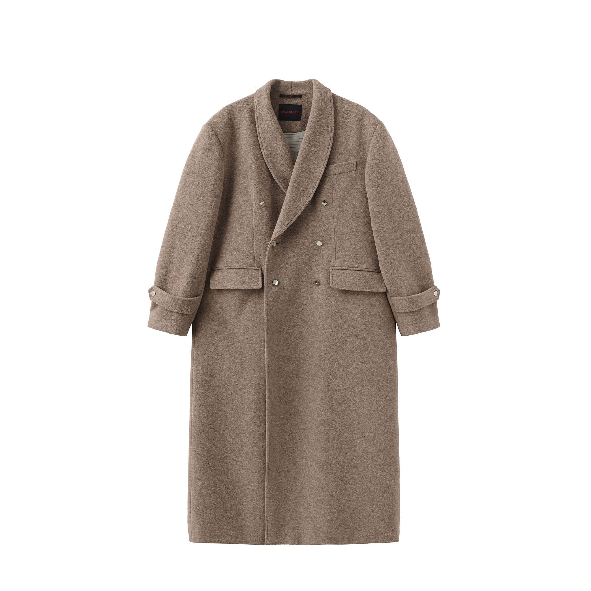 ORAL UTOPIA Wool Blended Double-Breasted Long Coat