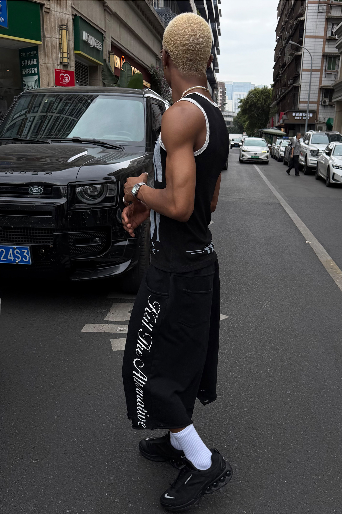 STEEPC Raw Edge Graphic Paneled Sweat Shorts