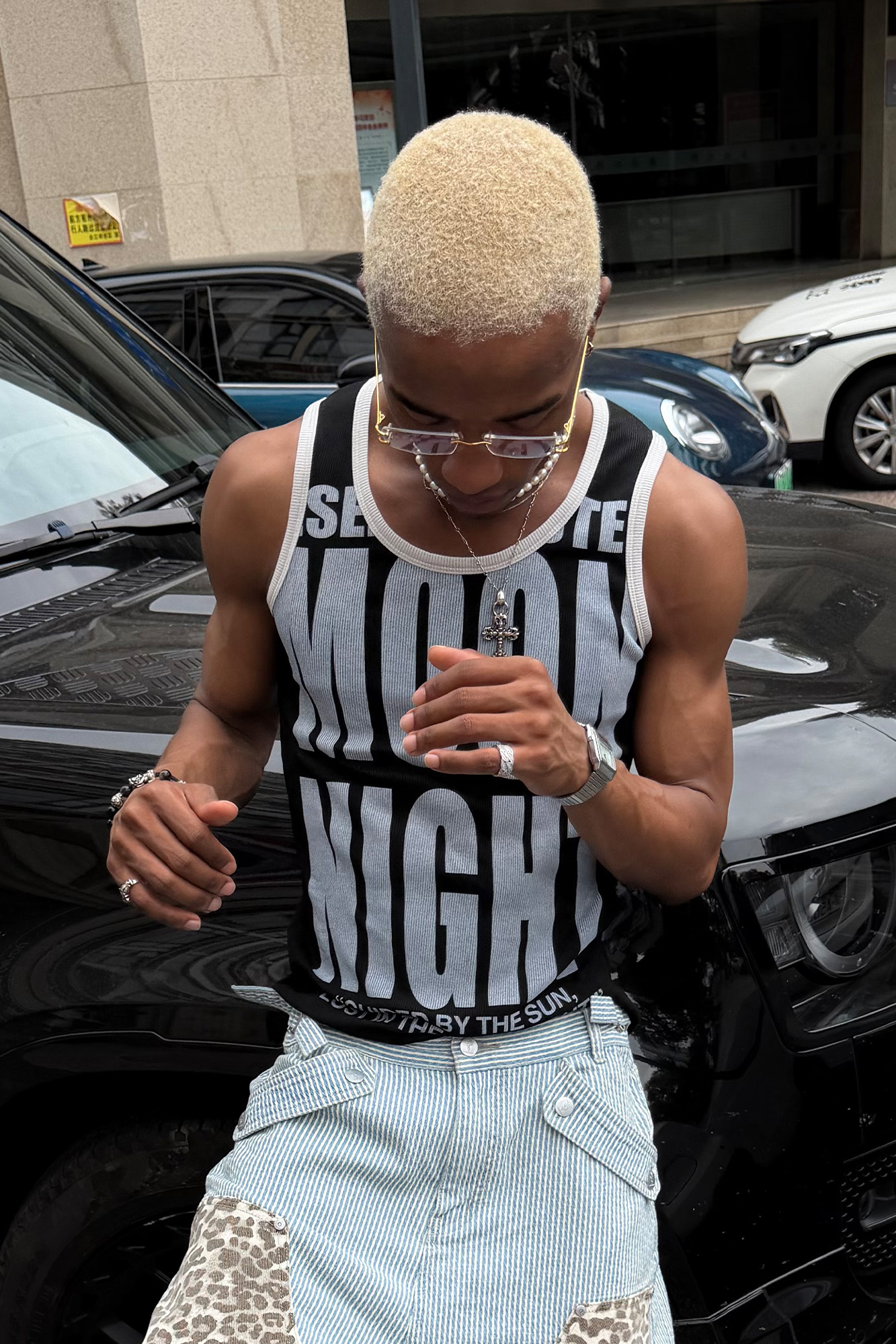 STEEPC Slogan Letter Graphic Ribbed Slim Tank Top