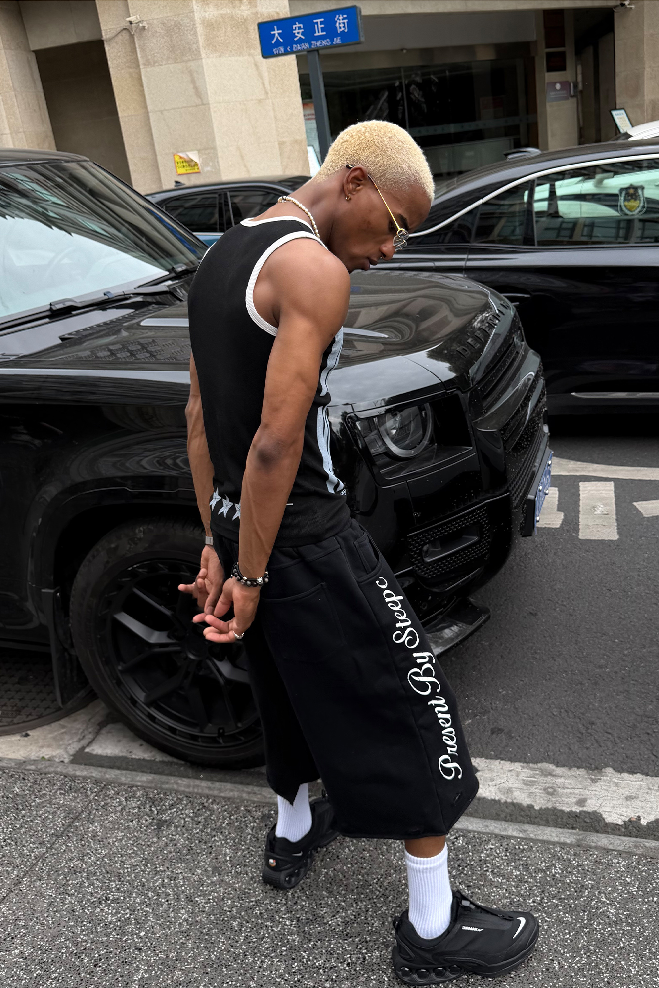 STEEPC Raw Edge Graphic Paneled Sweat Shorts