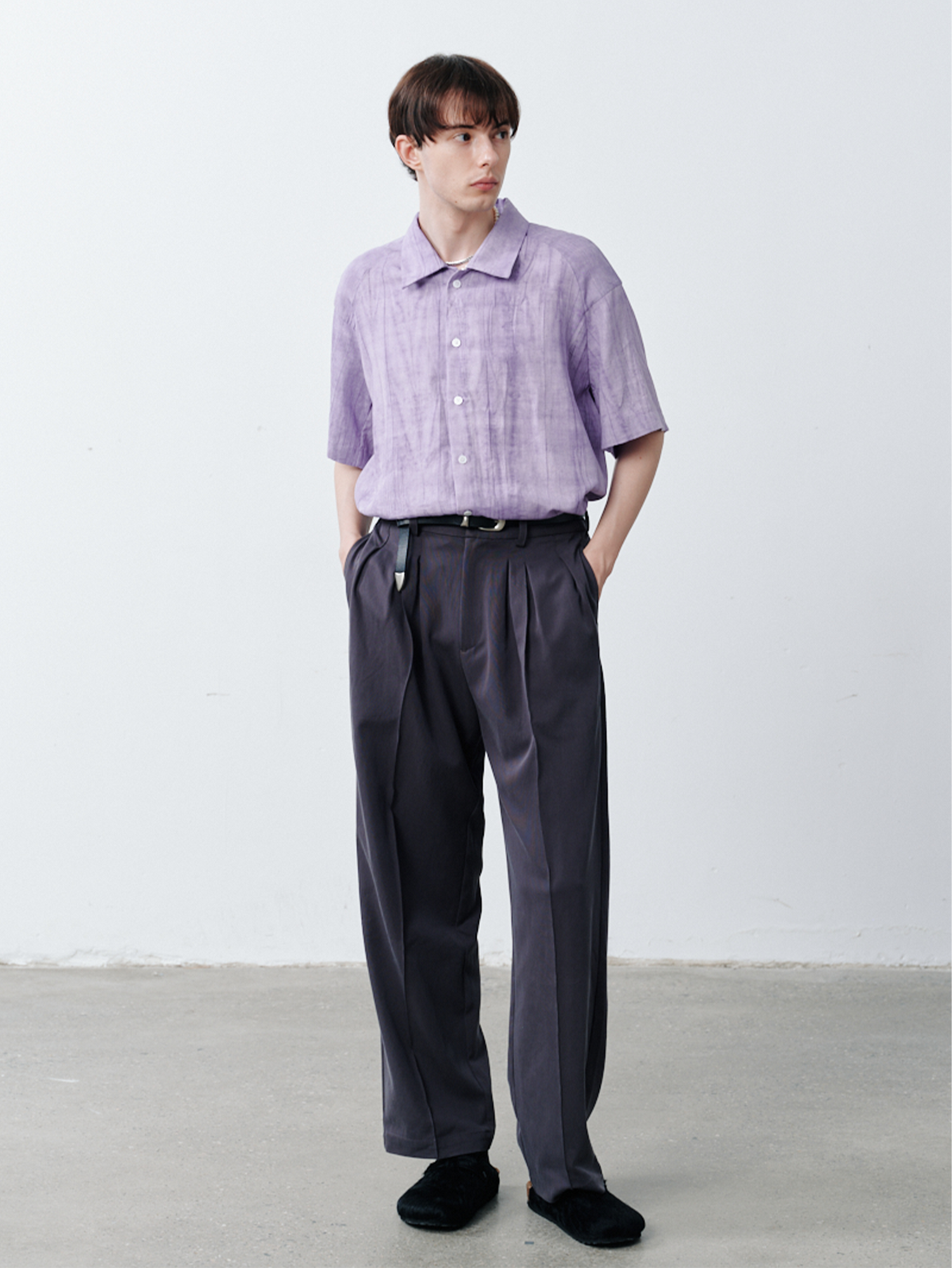 GRAINMUSTARD Crinkled Linen-Cotton Half Shirt, premium urban and streetwear designers apparel on PROJECTISR.com, GRAINMUSTARD