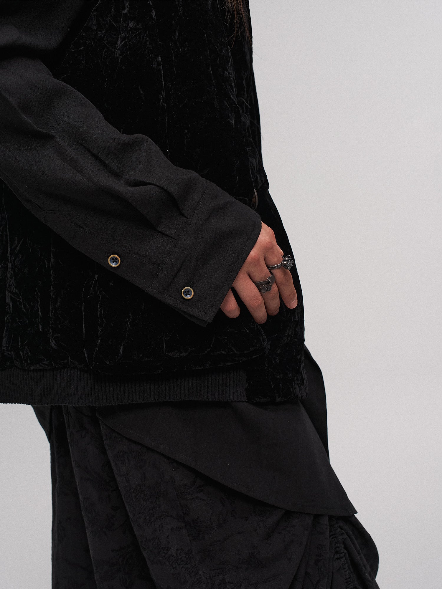 ILNya Nieternite Nifutur Asym Layered Wrap-Collar Shirt Coat Black