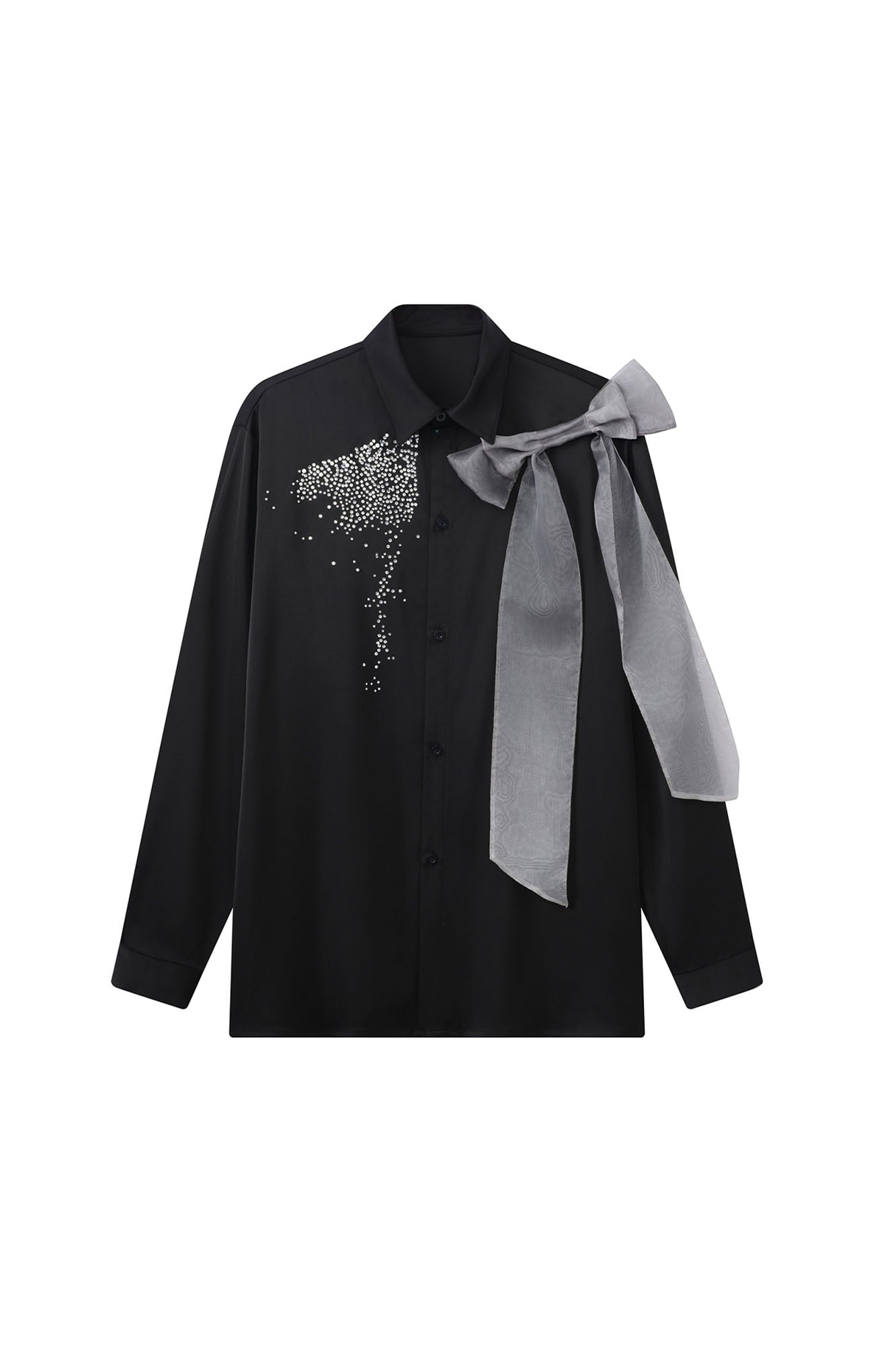 JIECHI Organza-Bow & Diamond Shirt, premium urban and streetwear designers apparel on PROJECTISR.com, JIECHI