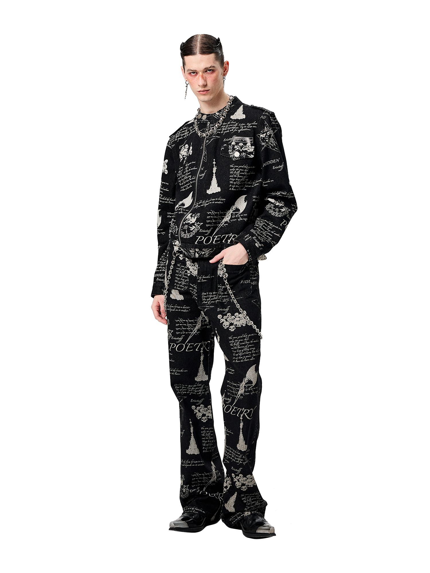 CYCYCY Punk Washed Graffiti Jeans