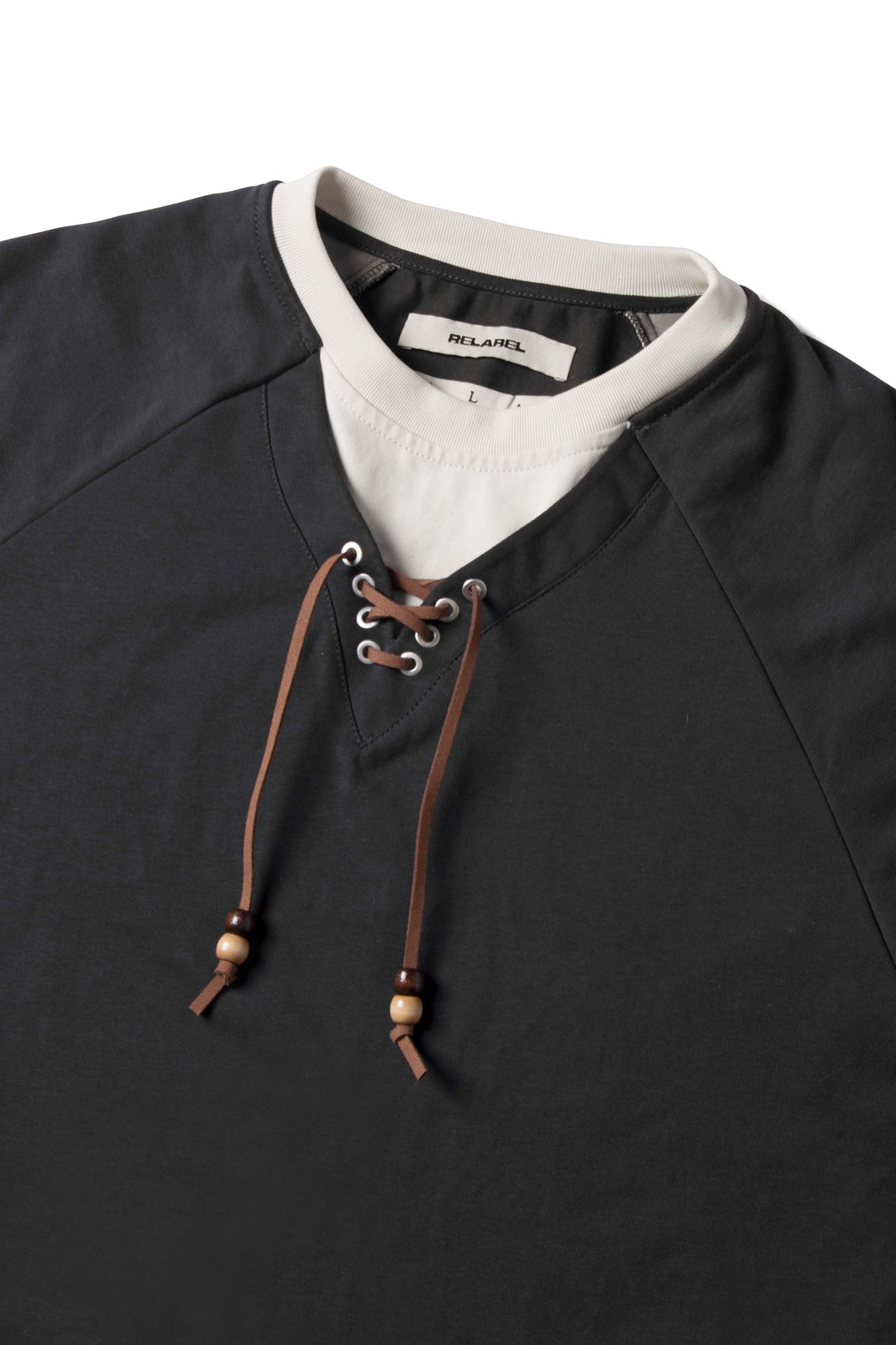 RELABEL Layered Lace-Up Sweatshirt Gray, premium urban and streetwear designers apparel on PROJECTISR.com, RELABEL