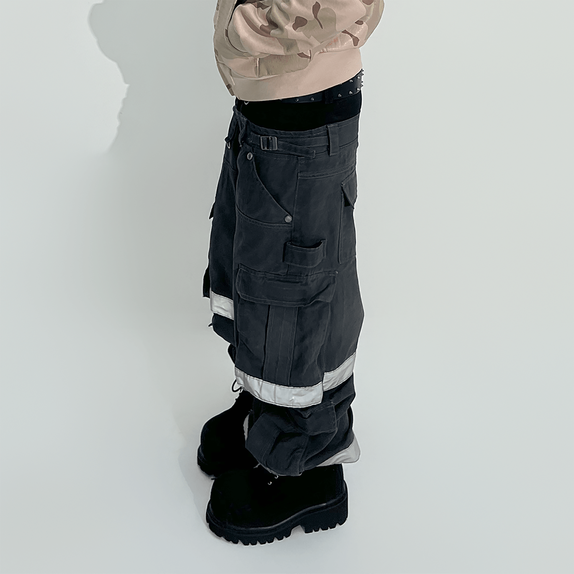 TECNINEGROUP Detachable Reflective Firefighter Cargo Pants Gray