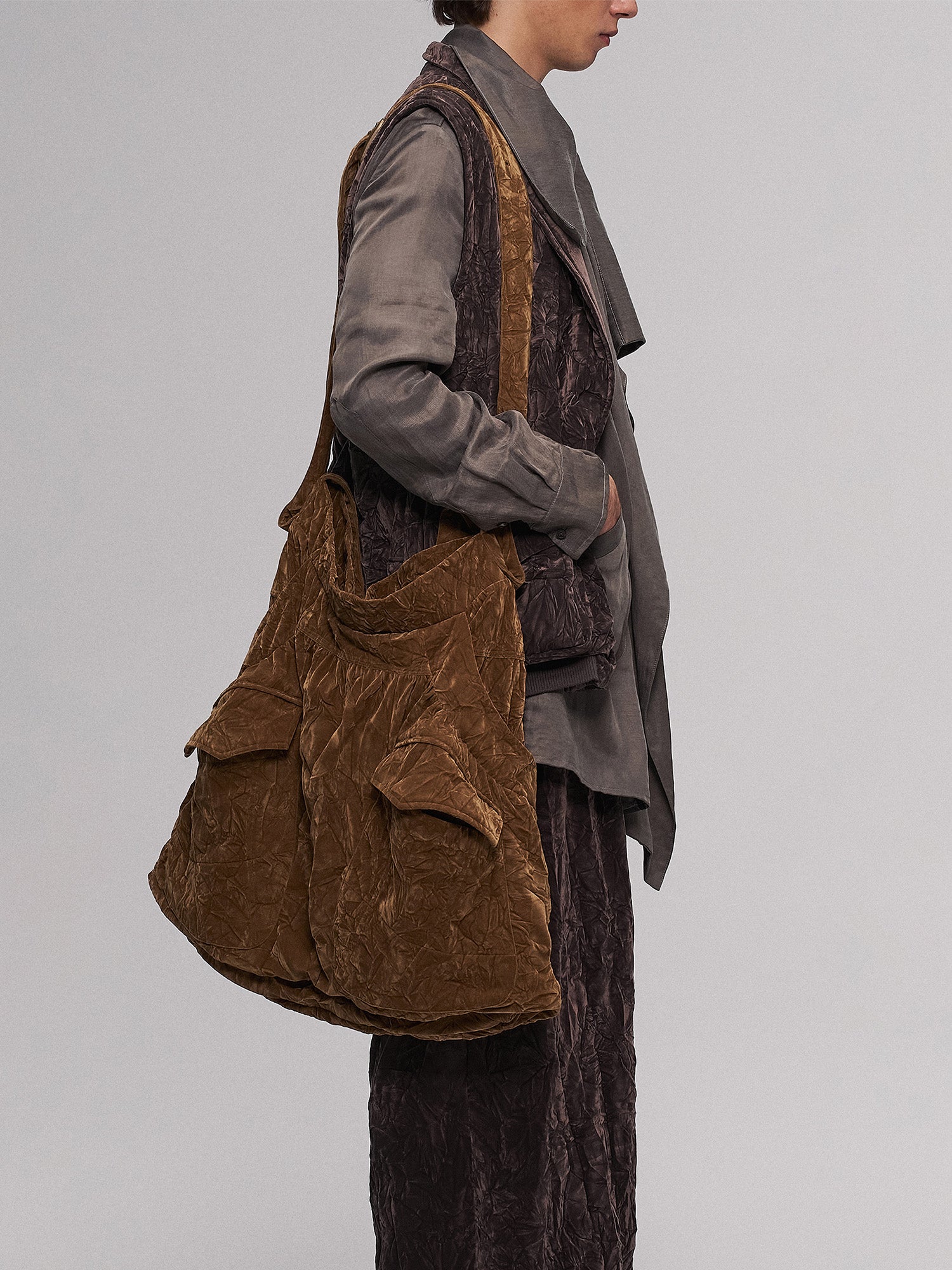 ILNya Nieternite Nifutur Asym Layered Wrap-Collar Shirt Coat Gray