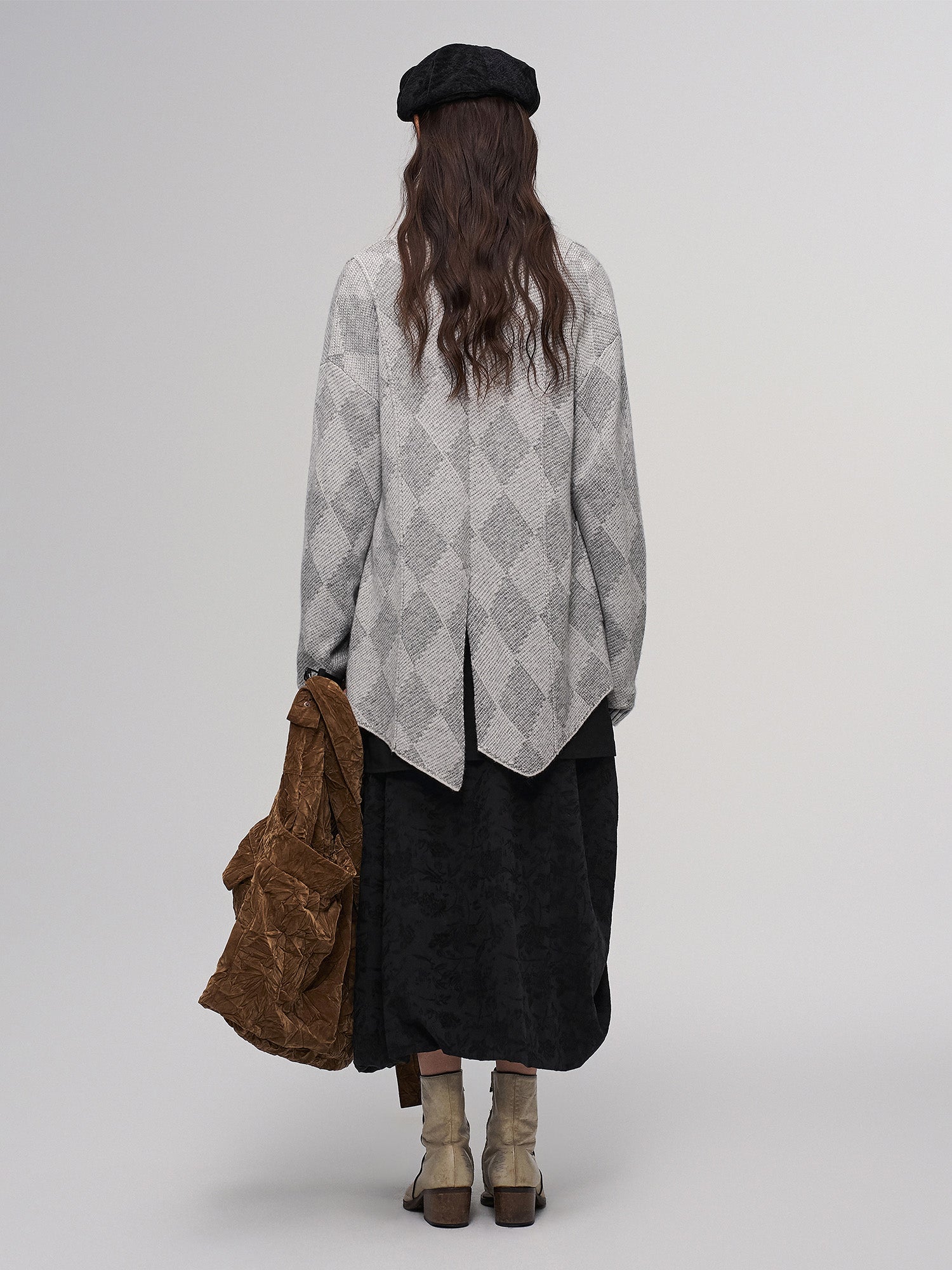ILNya Nieternite Nifutur Wool-Blend Argyle Jacquard Cardigan Gray