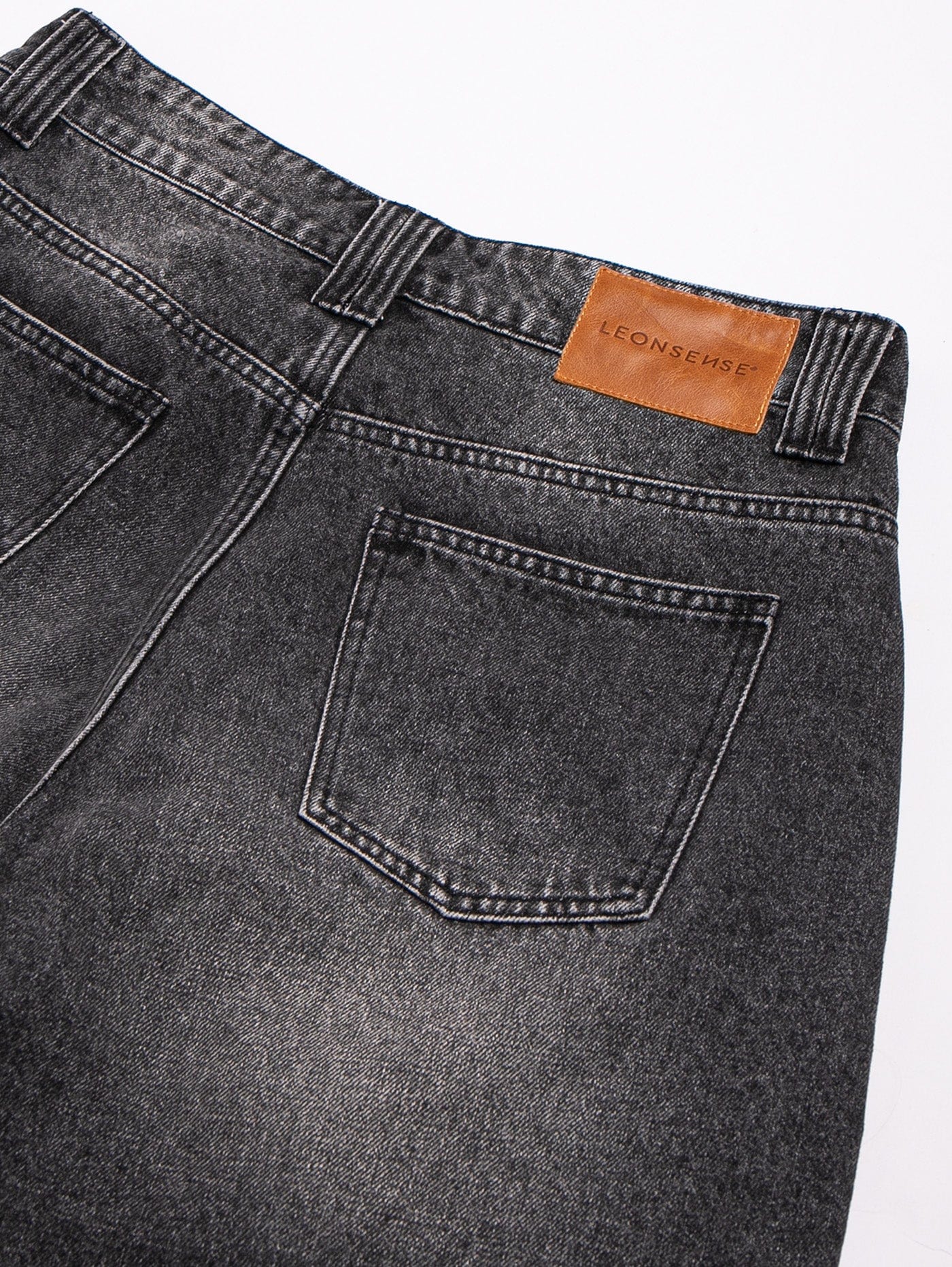 LEONSENSE Spliced Washed Oversized Jeans Shorts, premium urban and streetwear designers apparel on PROJECTISR.com, LEONSENSE