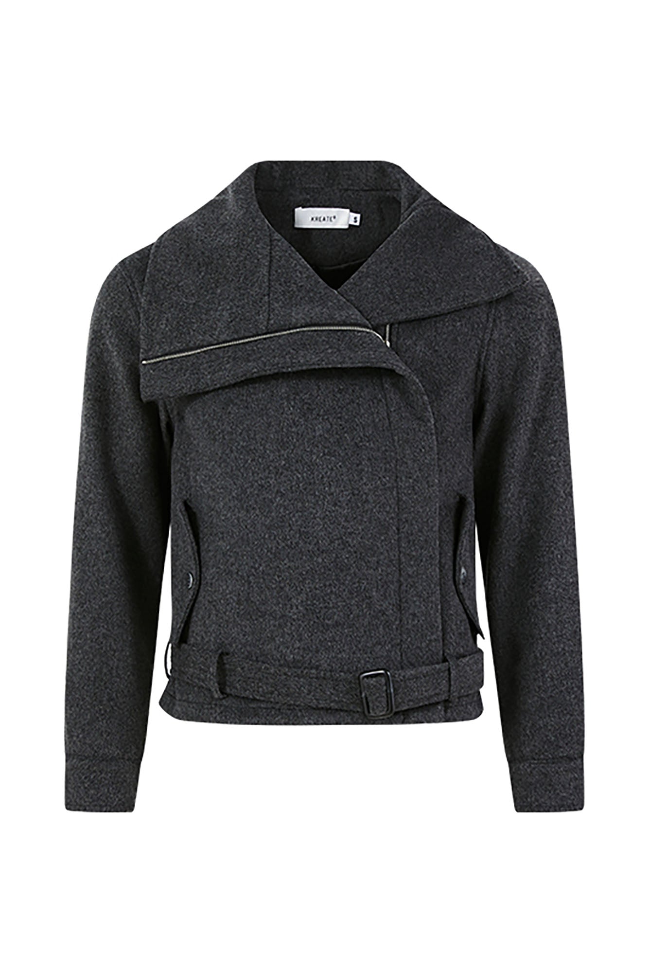 KREATE Asymmetrical Funnel-Neck Wool-Blend Jacket, premium urban and streetwear designers apparel on PROJECTISR.com, KREATE