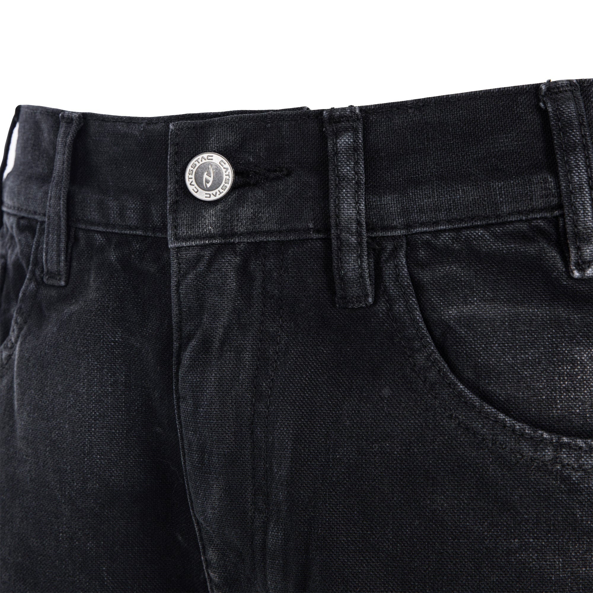 CATSSTAC Distressed Double-Knee Carpenter Straight-Leg Jeans Black, premium urban and streetwear designers apparel on PROJECTISR.com, CATSSTAC