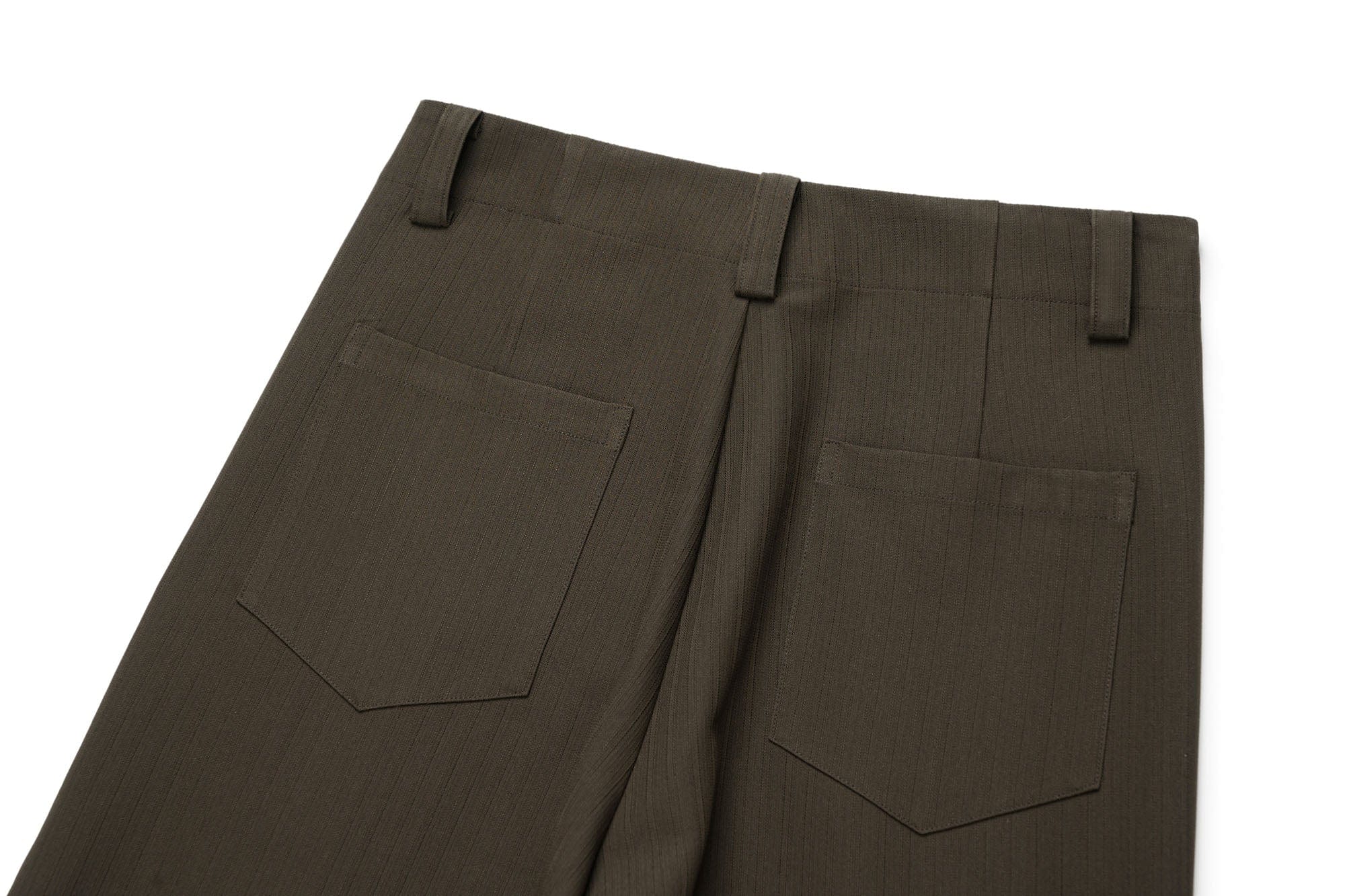 OKAYTHXBYE Pinstripe Twin Front Pleats Wide-Leg Pants, premium urban and streetwear designers apparel on PROJECTISR.com, OKAYTHXBYE