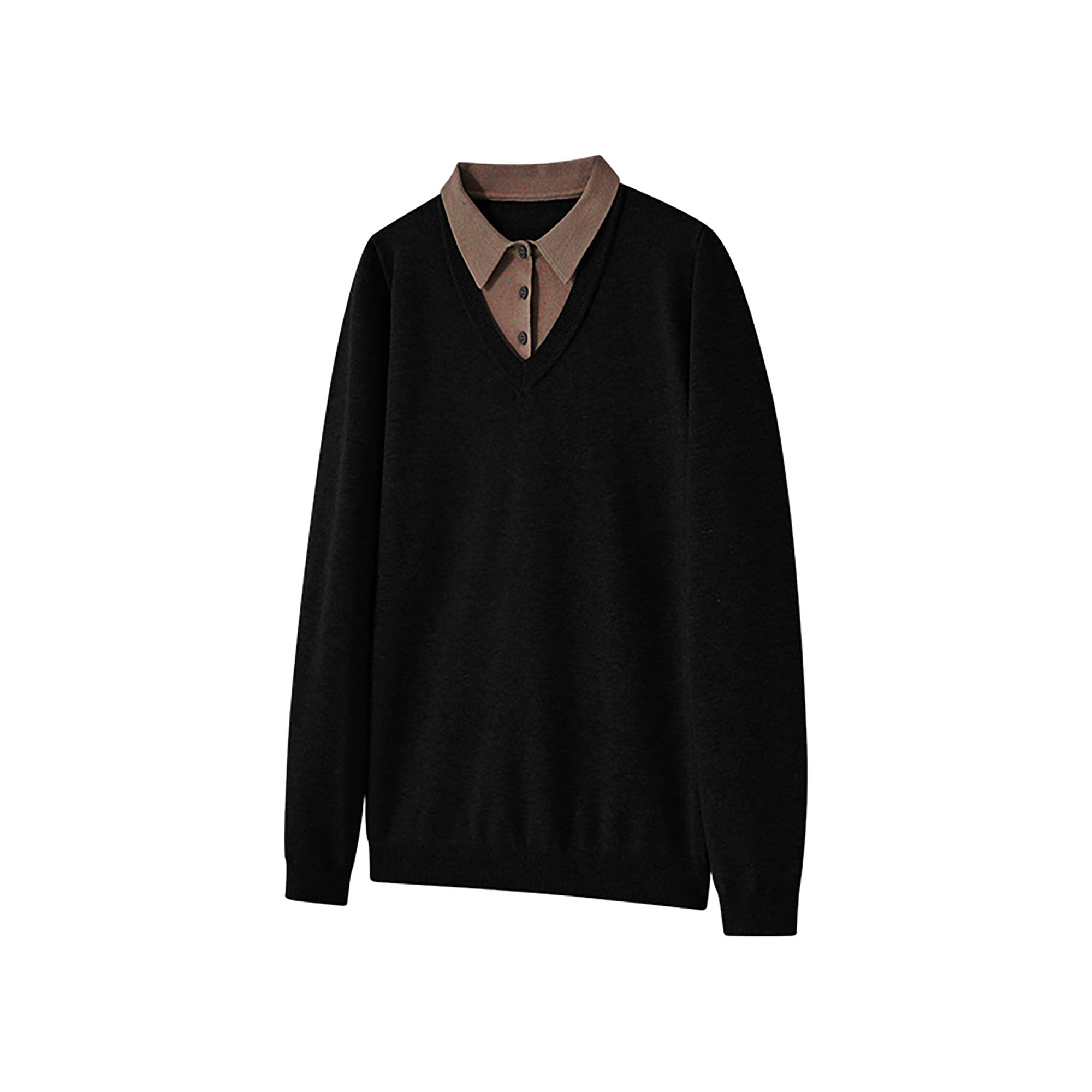 KREATE Contrast Faux Layered Polo Sweater