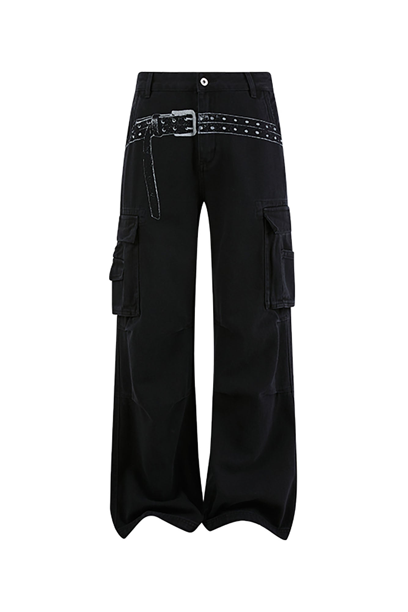 KREATE Washed Belt Graphic Crinkled Cargo Pants, premium urban and streetwear designers apparel on PROJECTISR.com, KREATE