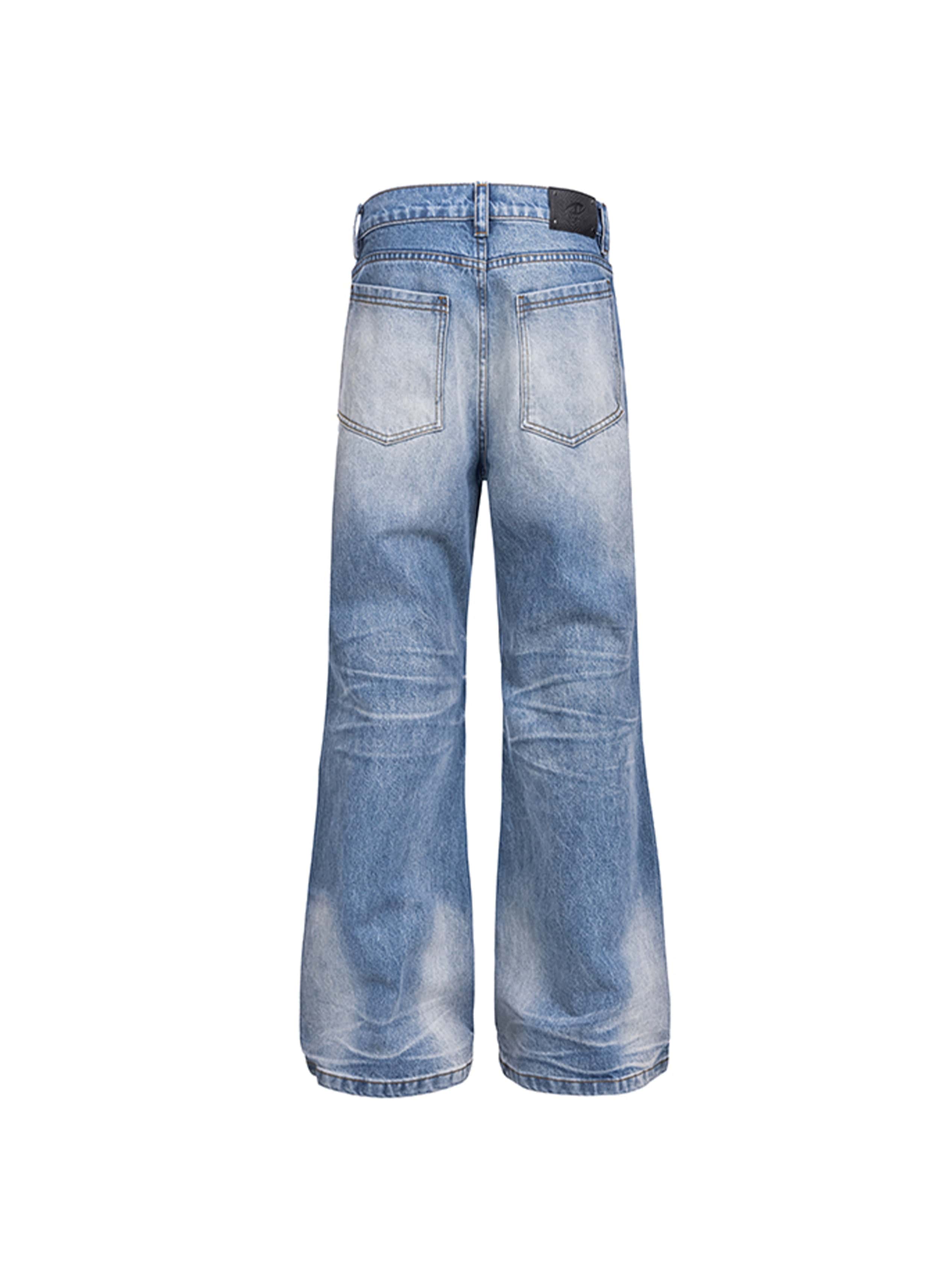 CATSSTAC Frost-Washed Wide-Leg Flared Jeans, premium urban and streetwear designers apparel on PROJECTISR.com, CATSSTAC