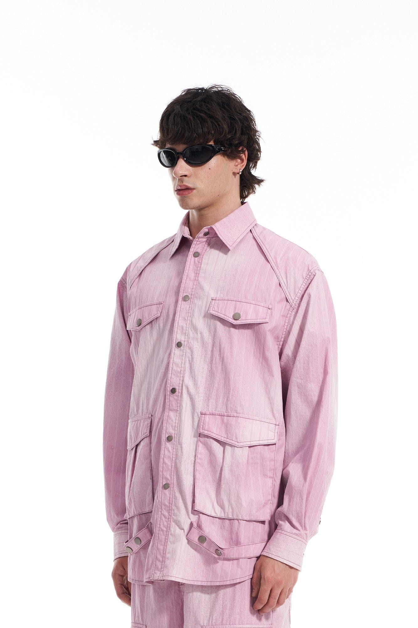 VANN VALRENCE Washed Multi-Pocket Striped Utility Shirt, premium urban and streetwear designers apparel on PROJECTISR.com, VANN VALRENCE