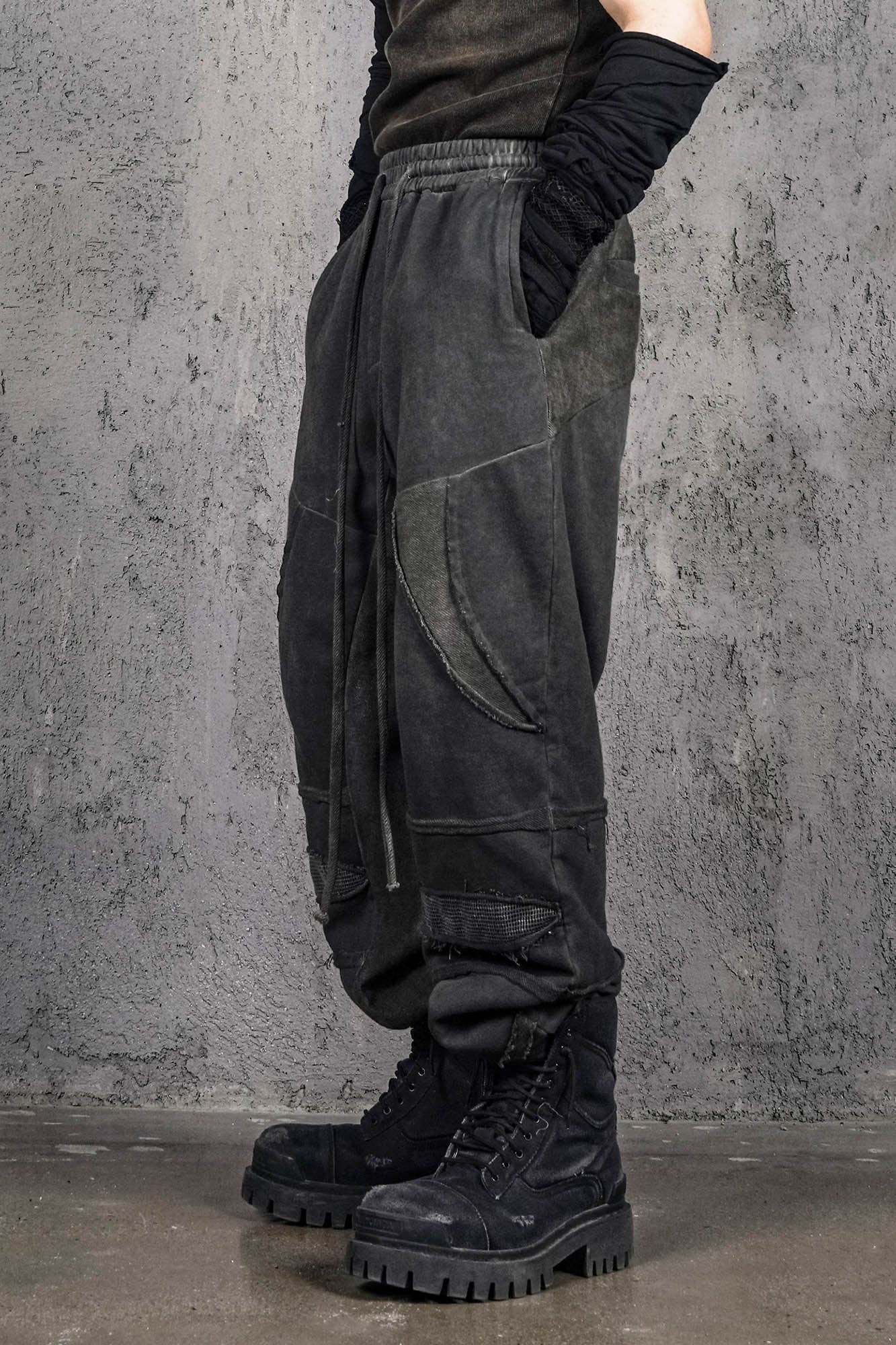 UNDERWATER Distressed Demon Clad Deconstructed Pants, premium urban and streetwear designers apparel on PROJECTISR.com, UNDERWATER