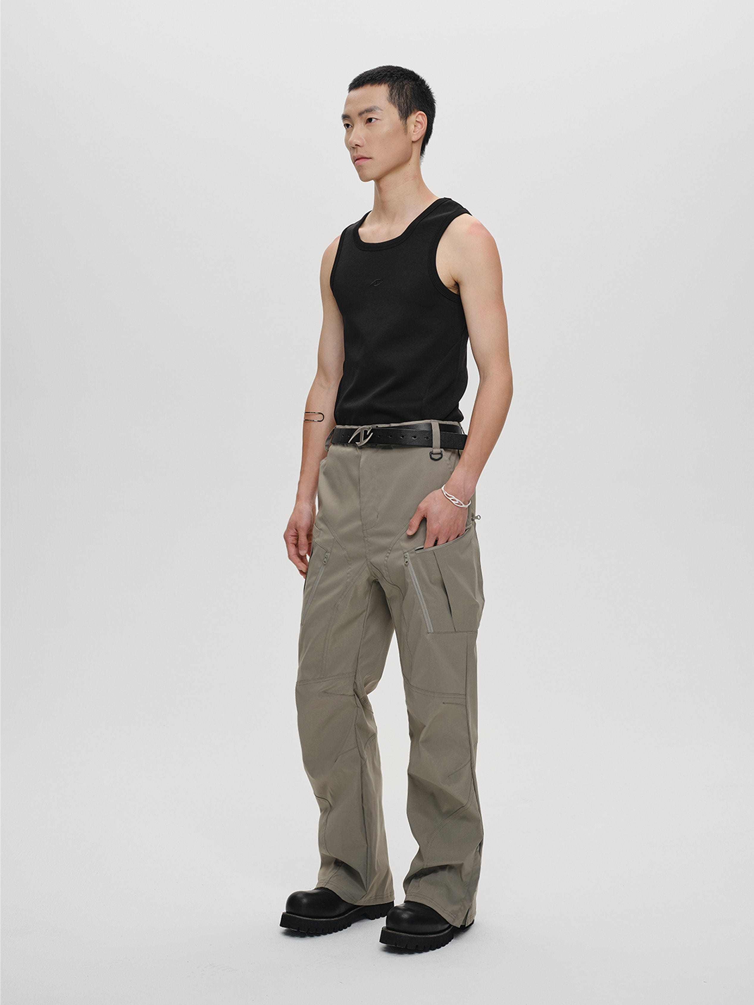 CATSSTAC Tech Paneled Zipper Pockets Elastic Waist Pants, premium urban and streetwear designers apparel on PROJECTISR.com, CATSSTAC