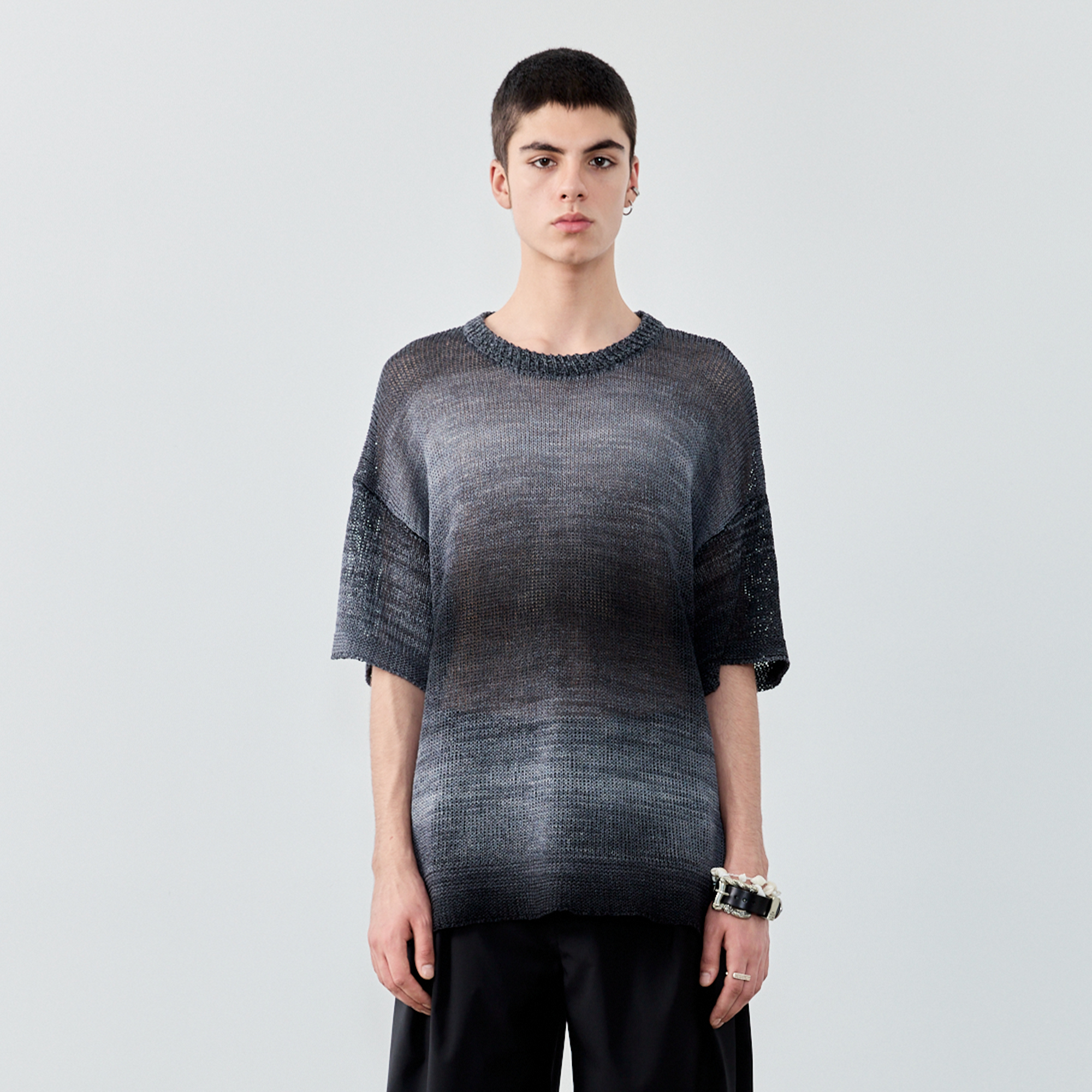 GRAINMUSTARD Gradient Open-Knit Paper-Yarn Tee