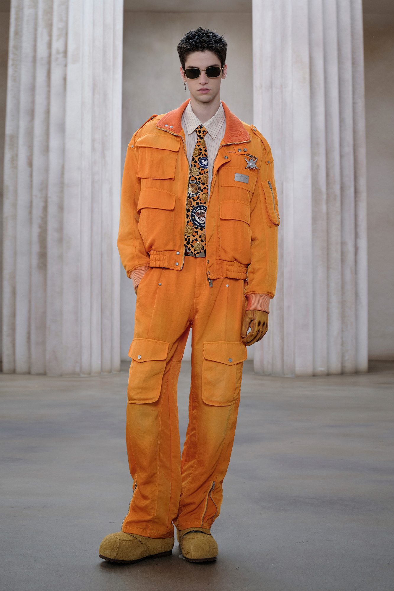 FACEONLAB Washed Multi-Pocket Utility Jacket