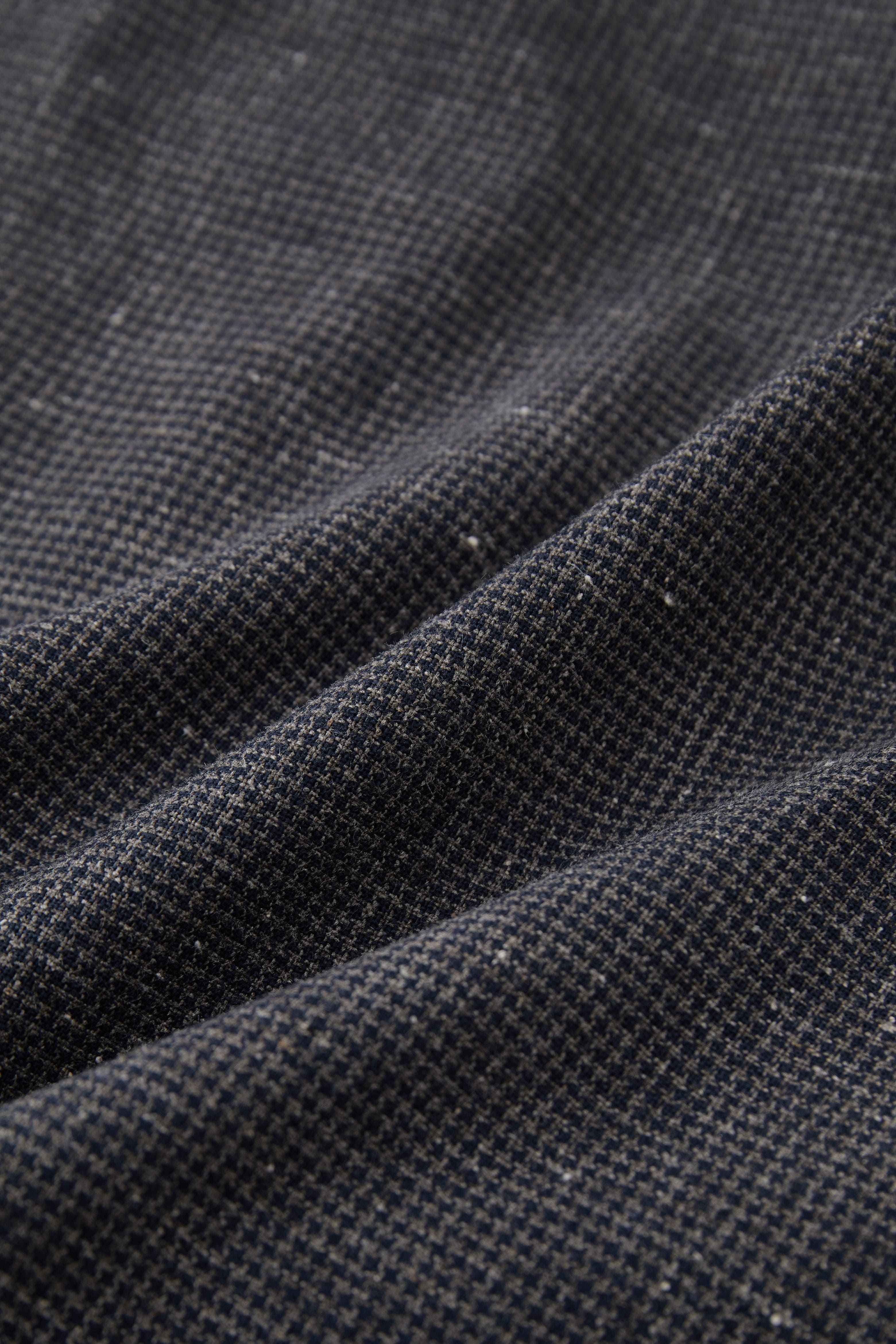 OPICLOTH Asymmetric Pleated Linen-Blend Micro Check Pants
