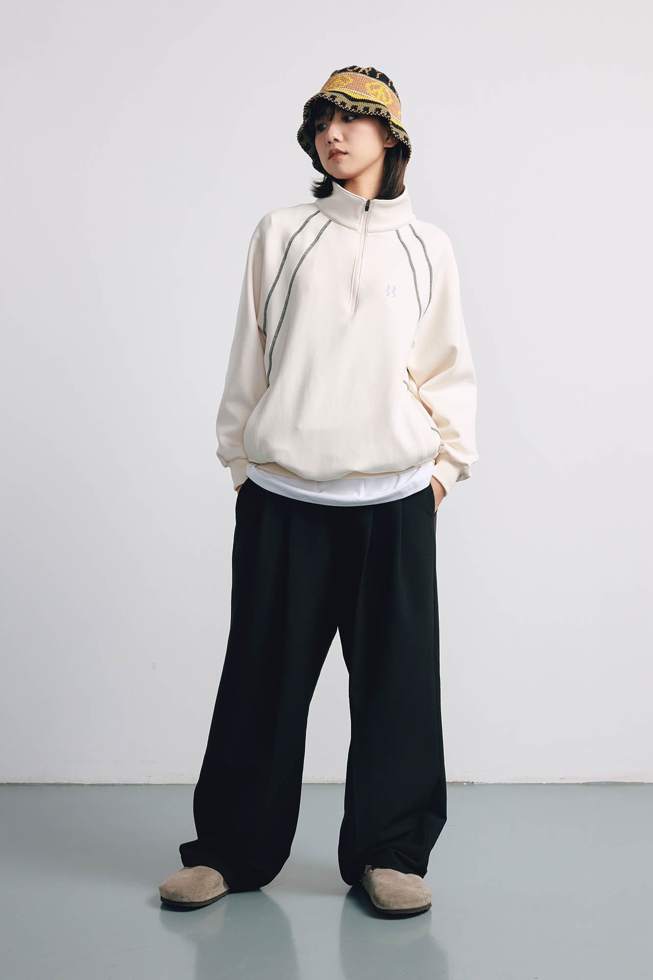 BANANA CLUB Stitch Half-Zip Pullover Sweatshirt, premium urban and streetwear designers apparel on PROJECTISR.com, BANANA CLUB