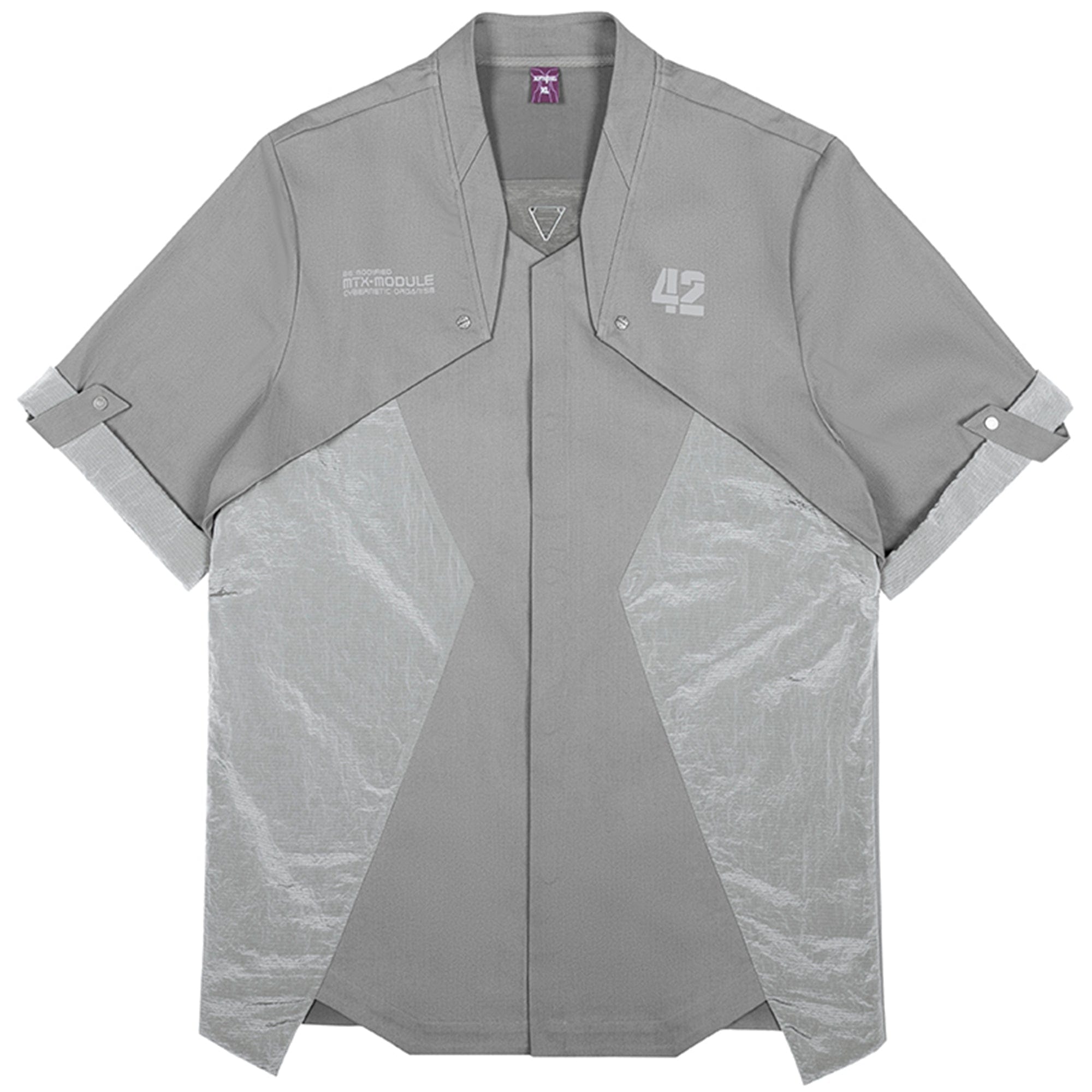 XIPHEVIL Terminal Modern Layered Rivet Half Shirt Light Grey, premium urban and streetwear designers apparel on PROJECTISR.com, XIPHEVIL