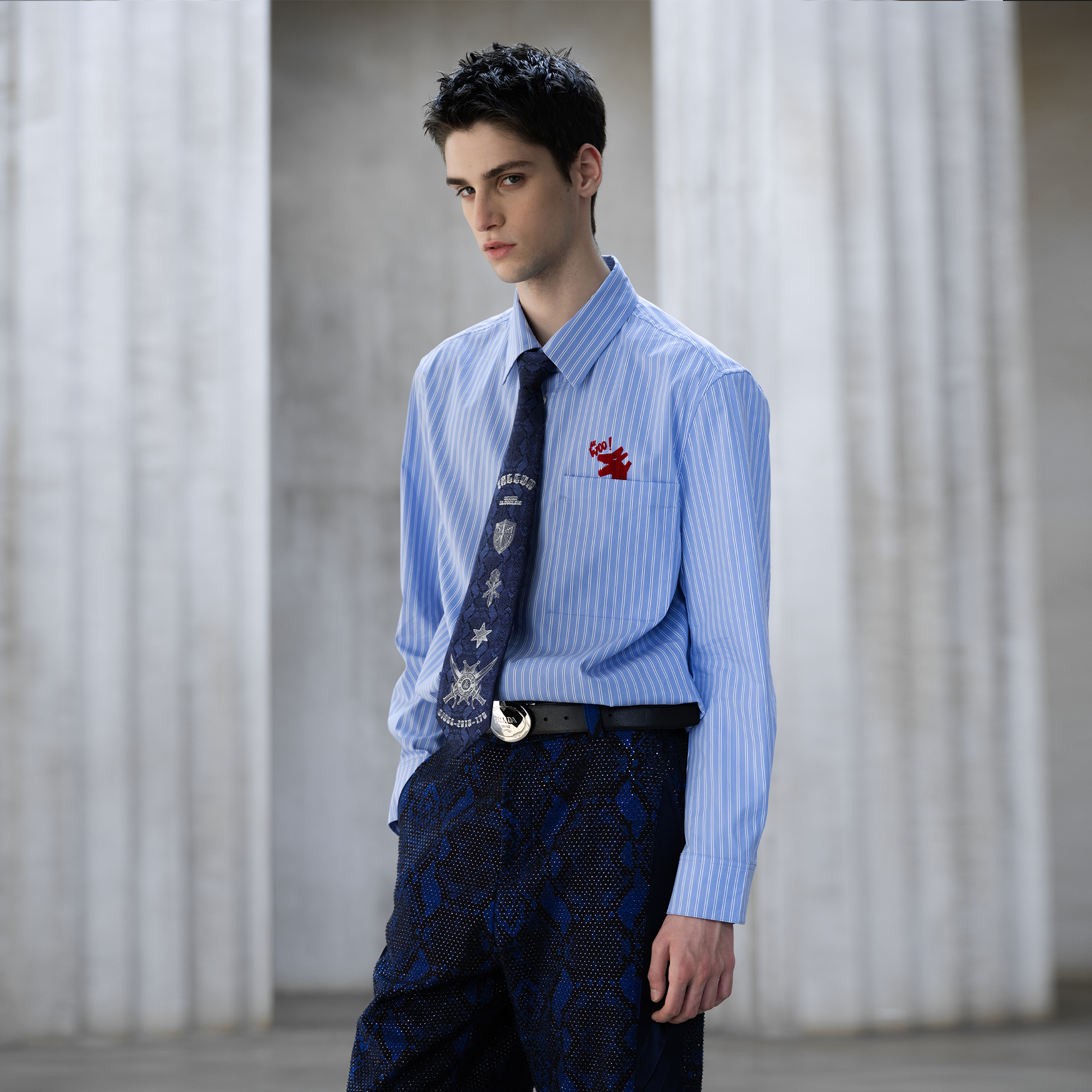 FACEONLAB Jacquard Military Crest Zip Tie Blue