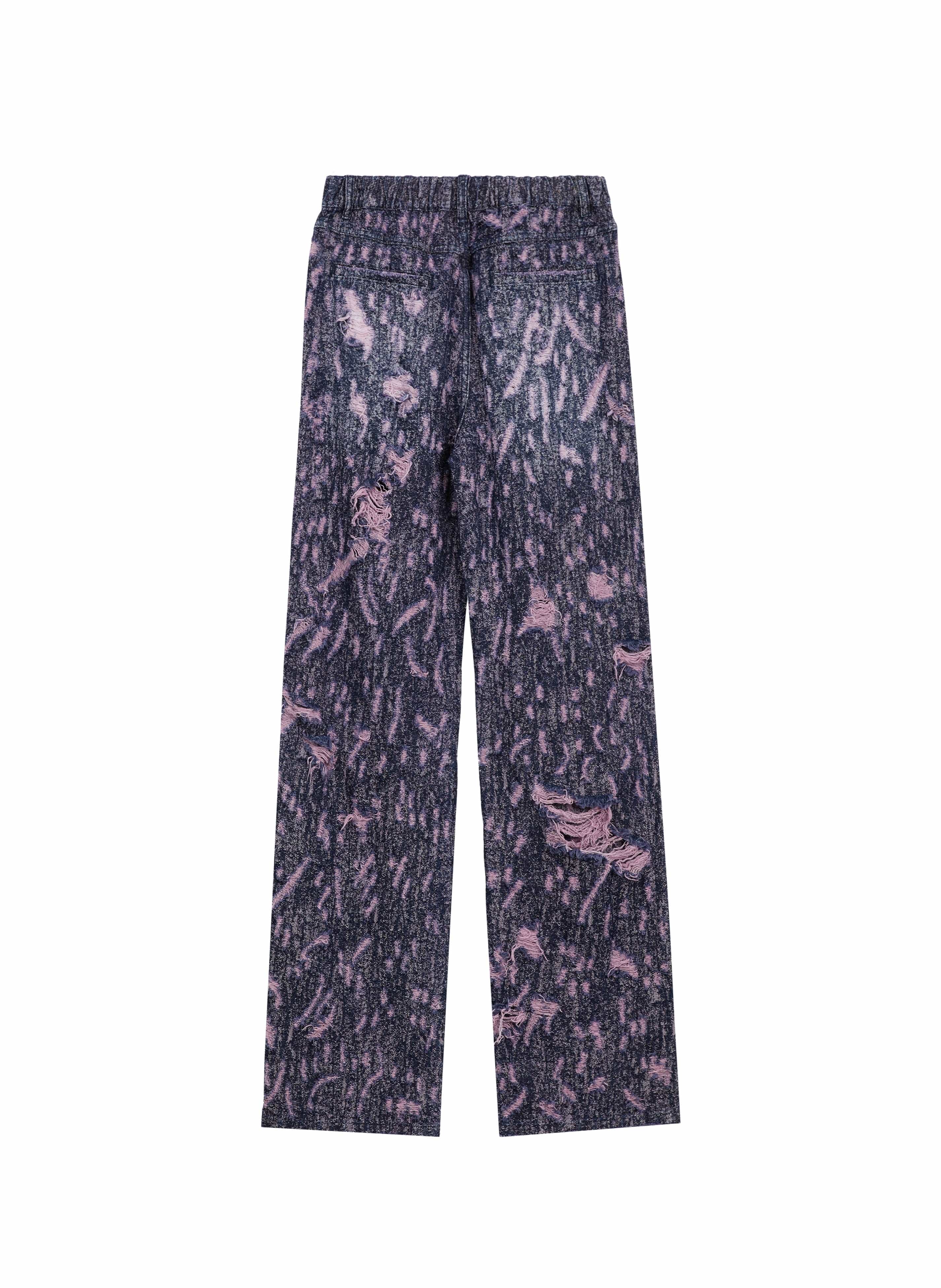 VANN VALRENCE Distressed Washed High-Waisted Straight-Leg Jeans