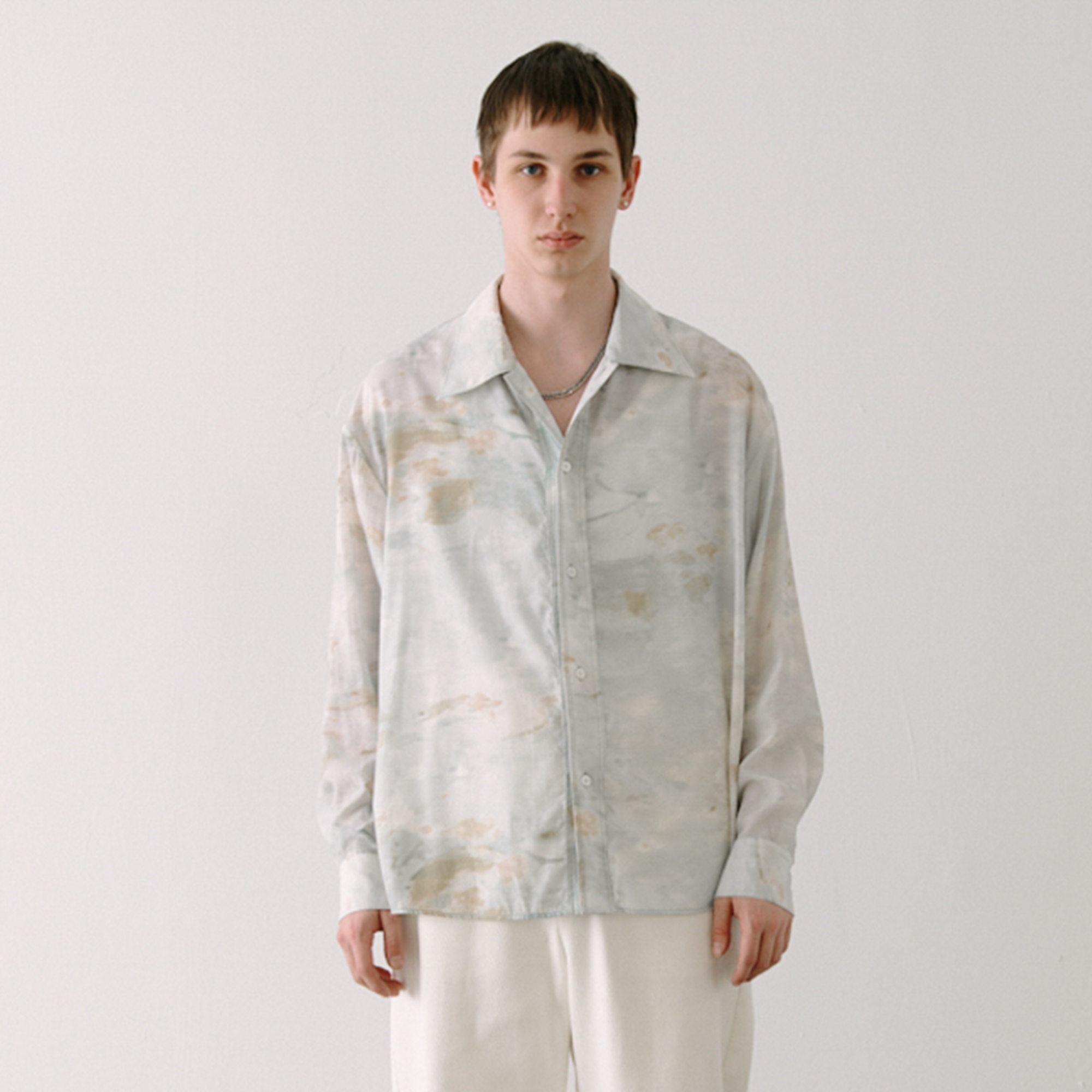 GRAINMUSTARD Washed Tie-Dye Draped Shirt, premium urban and streetwear designers apparel on PROJECTISR.com, GRAINMUSTARD