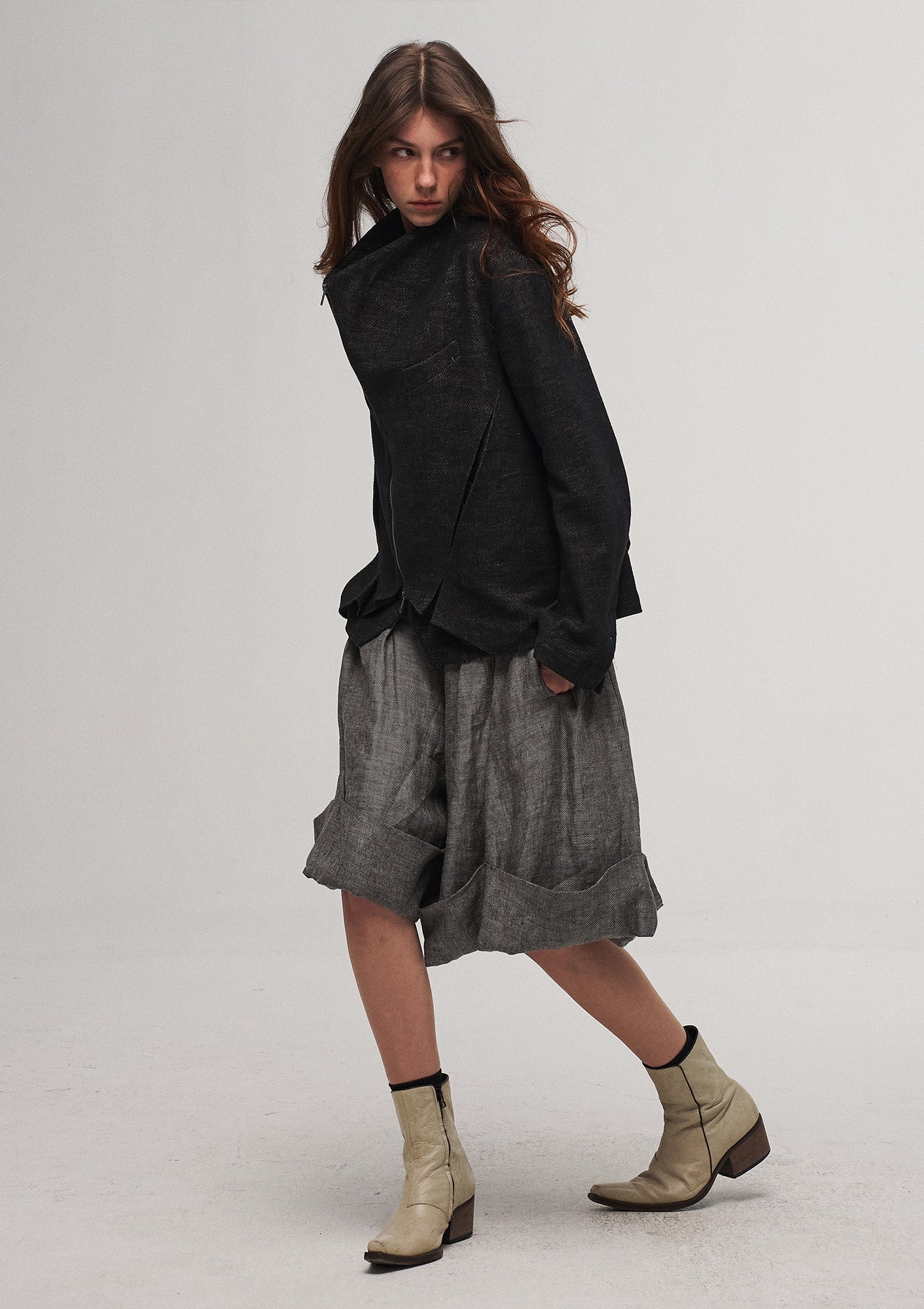 ILNya Nieternite Nifutur Double-Layer Weave Linen Jacket Black, premium urban and streetwear designers apparel on PROJECTISR.com, ILNya Nieternite Nifutur