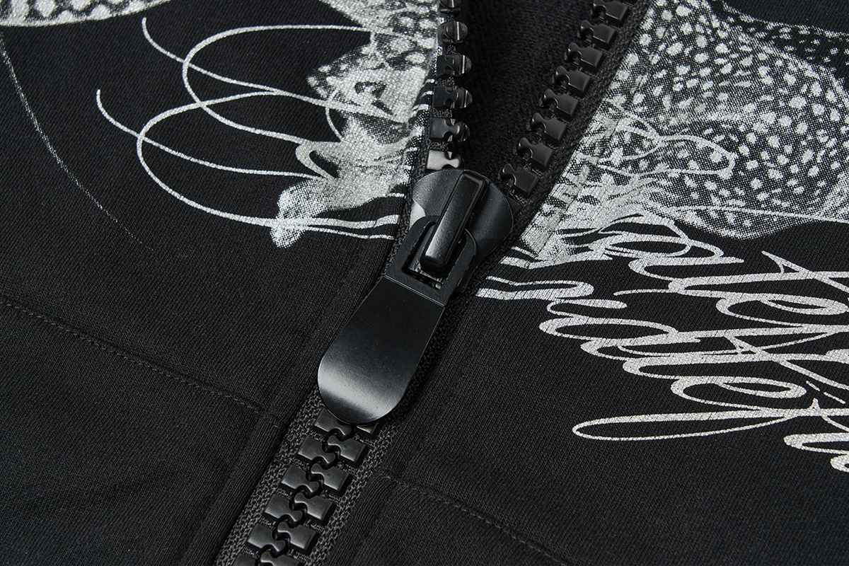 SAXGENWON Studded Zip-Up Iridescent Leopard Hoodie