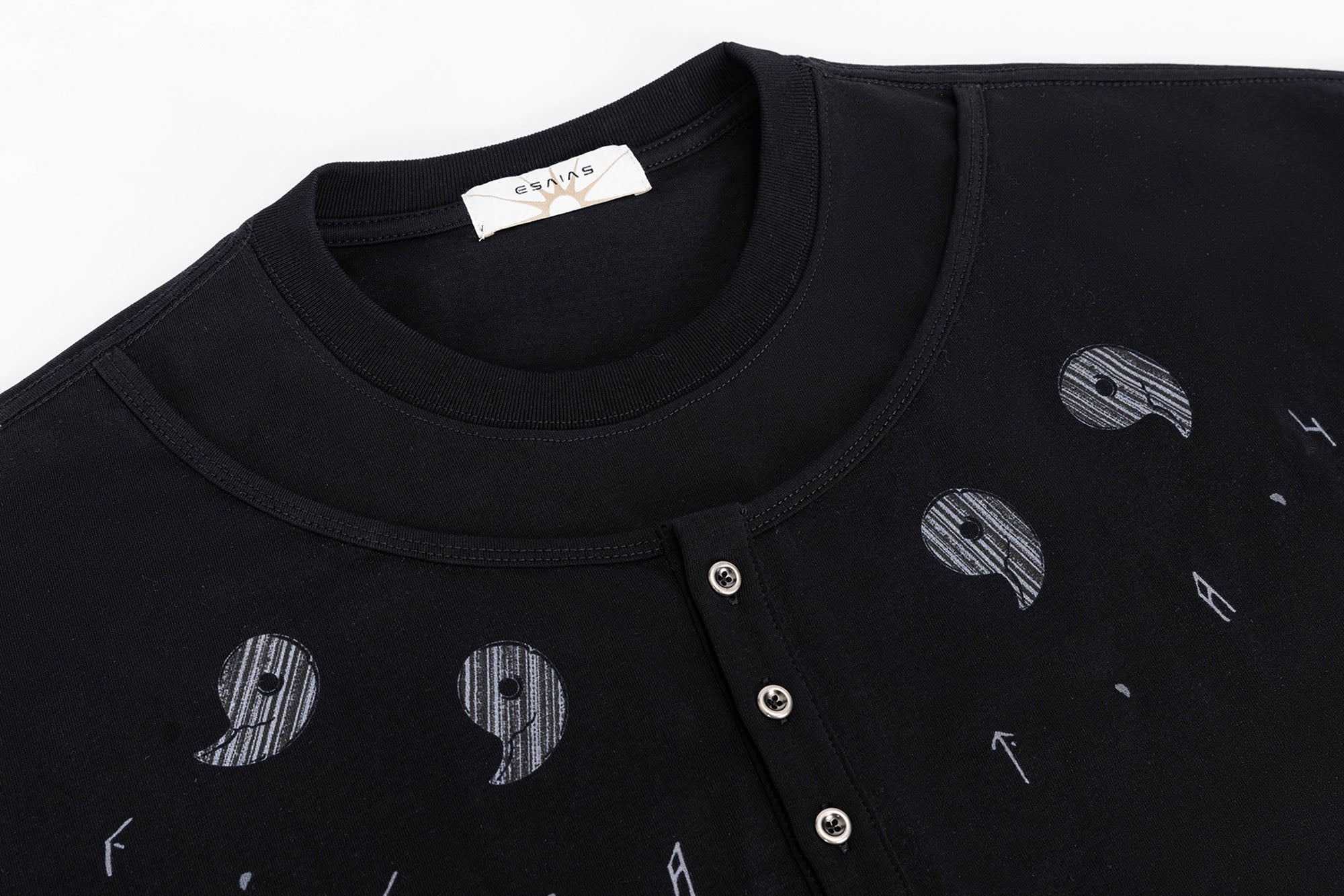 ESAIAS Graphic Faux Layer Henley Long-Sleeve Tee, premium urban and streetwear designers apparel on PROJECTISR.com, ESAIAS